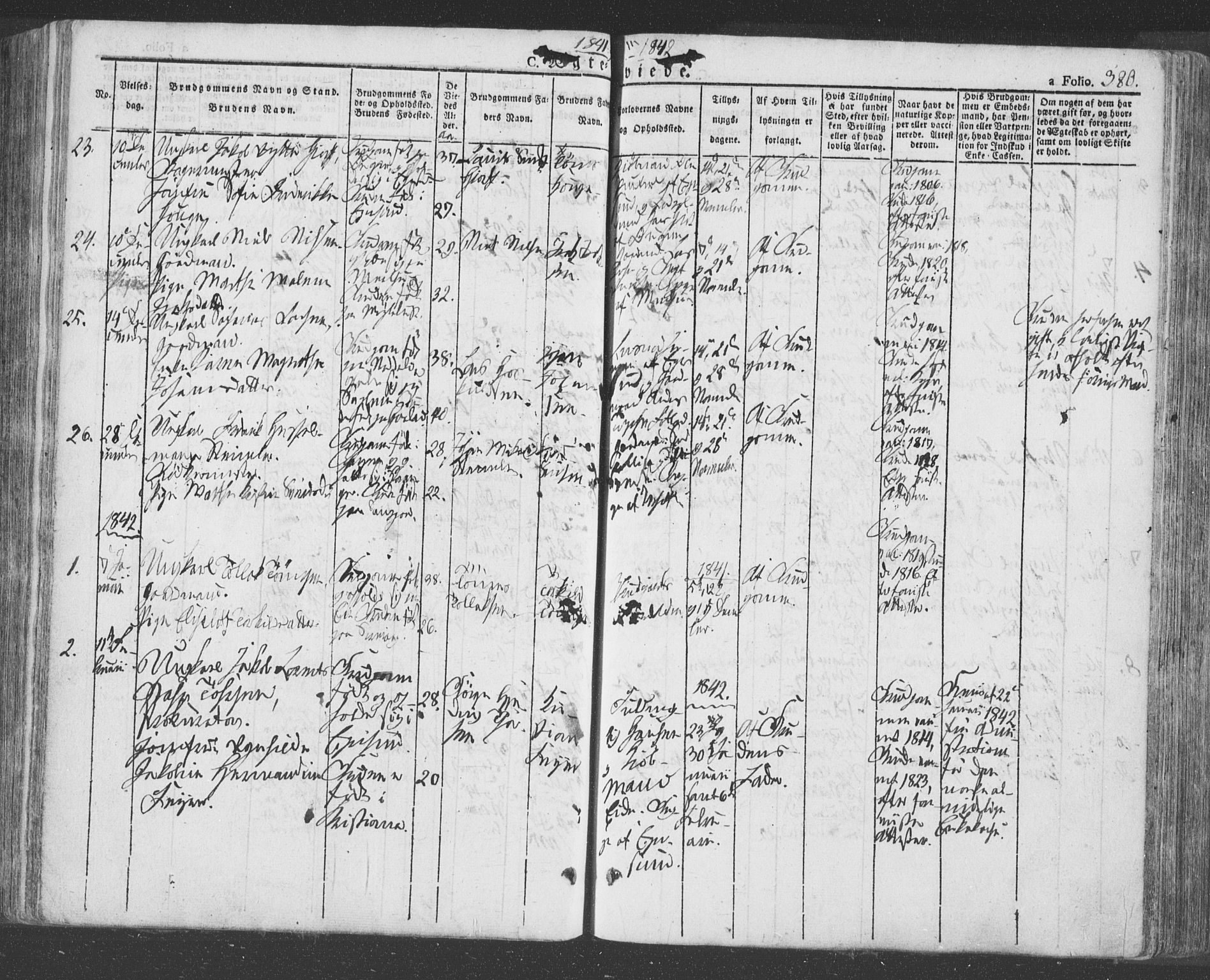 Eigersund sokneprestkontor, SAST/A-101807/S08/L0009: Parish register (official) no. A 9, 1827-1850, p. 380