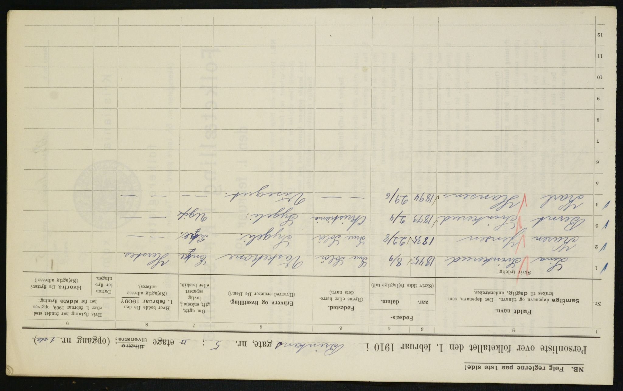 OBA, Municipal Census 1910 for Kristiania, 1910, p. 8461