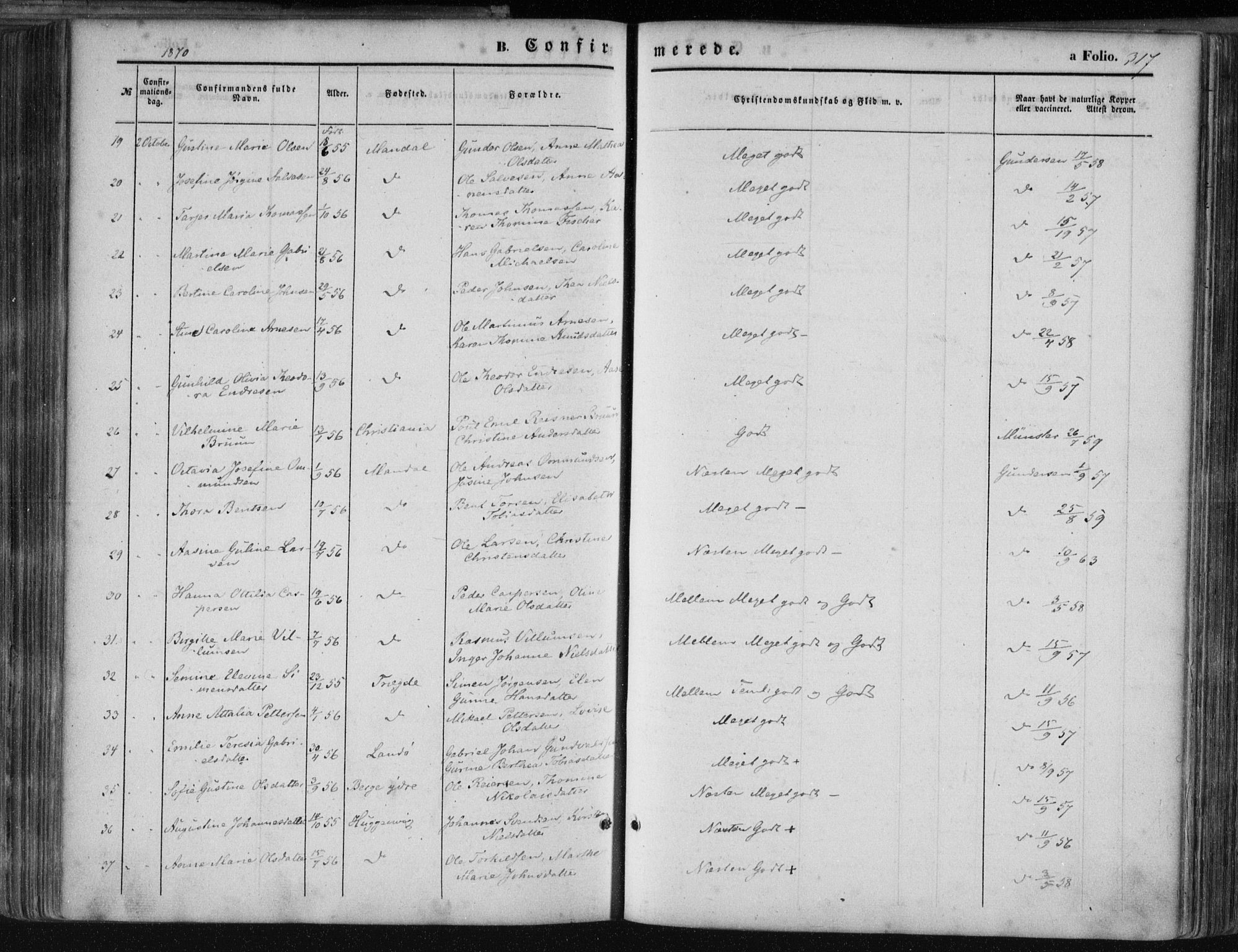 Mandal sokneprestkontor, AV/SAK-1111-0030/F/Fa/Faa/L0014: Parish register (official) no. A 14, 1859-1872, p. 317