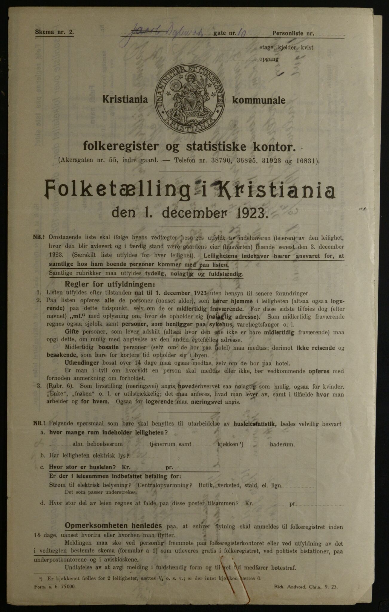 OBA, Municipal Census 1923 for Kristiania, 1923, p. 19474