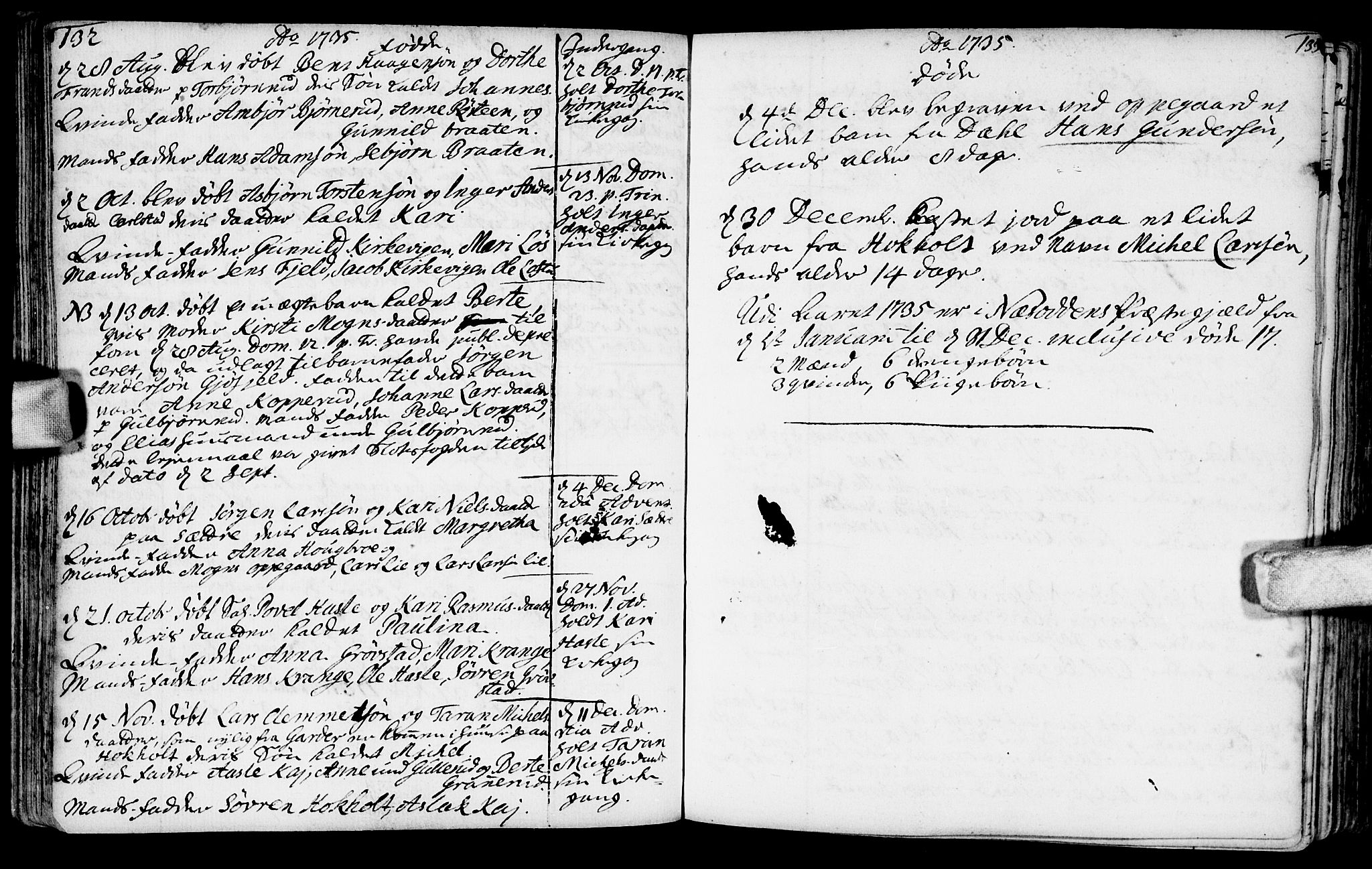 Nesodden prestekontor Kirkebøker, AV/SAO-A-10013/F/Fa/L0001: Parish register (official) no. I 1, 1709-1750, p. 132-133