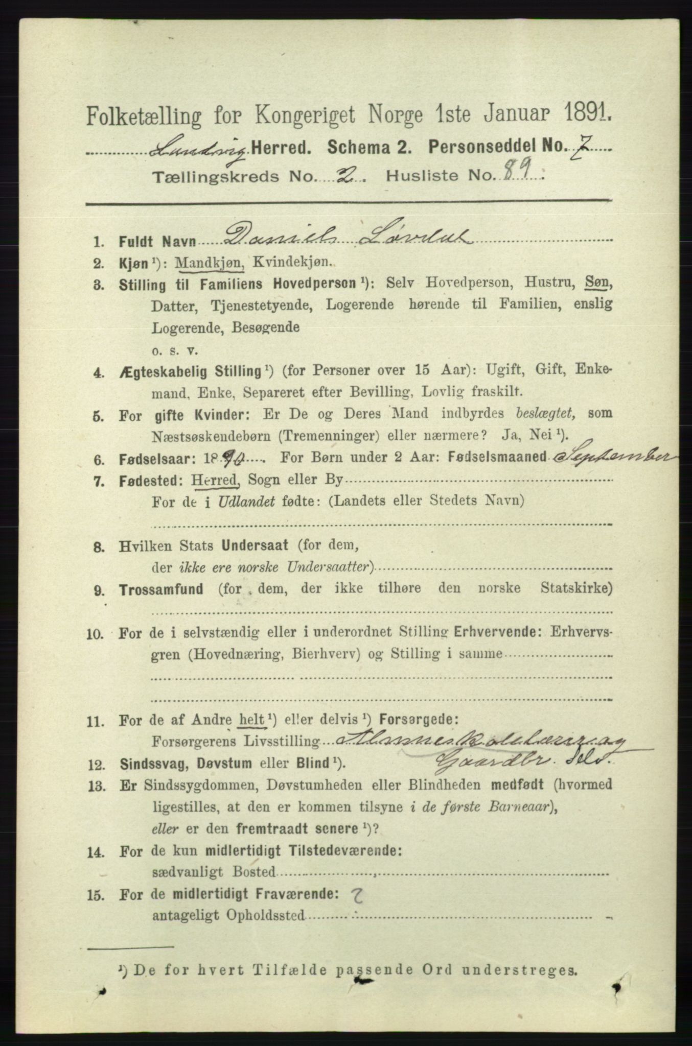 RA, 1891 census for 0924 Landvik, 1891, p. 864