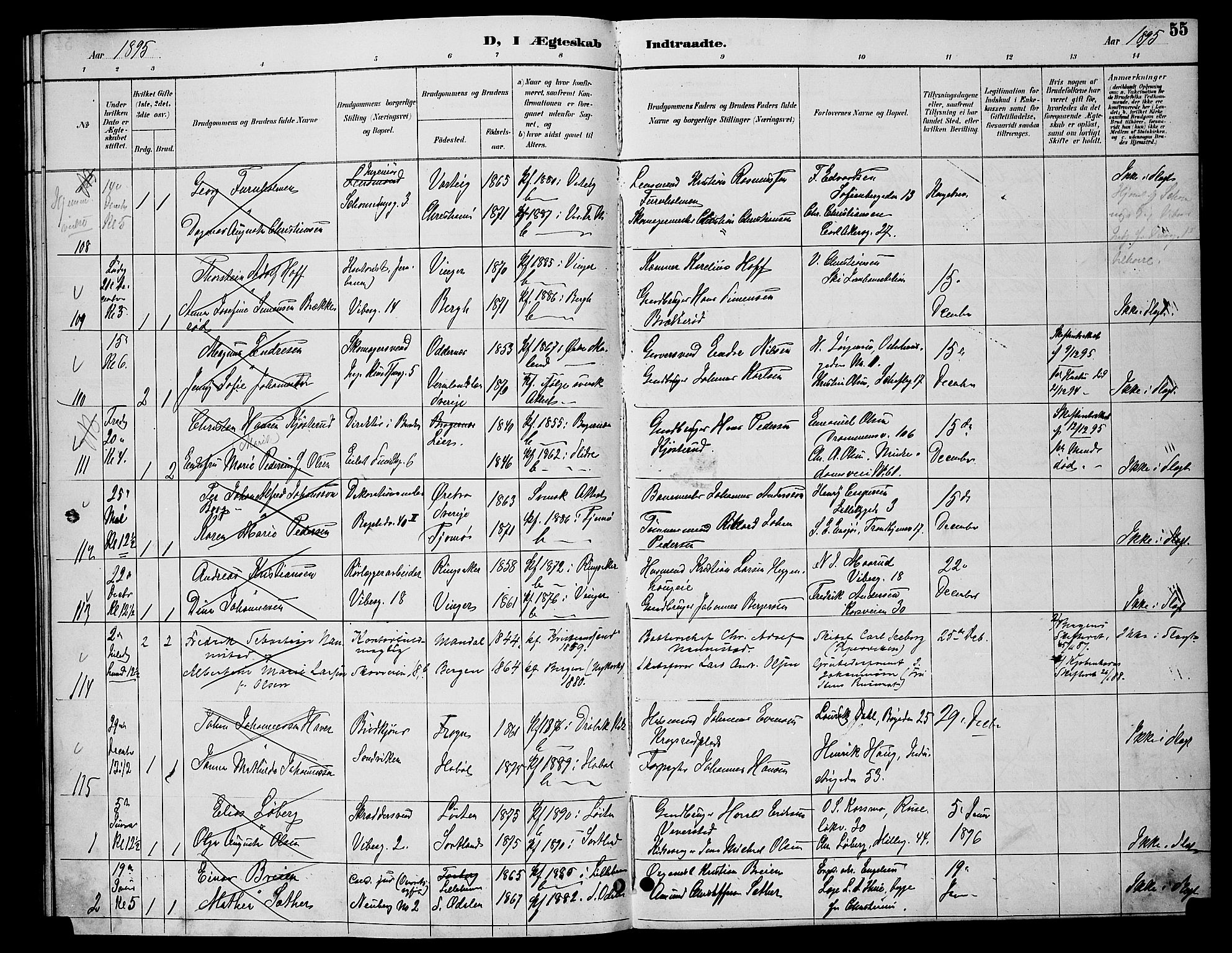 Uranienborg prestekontor Kirkebøker, SAO/A-10877/H/Ha/L0002: Banns register no. I 2, 1888-1896, p. 55