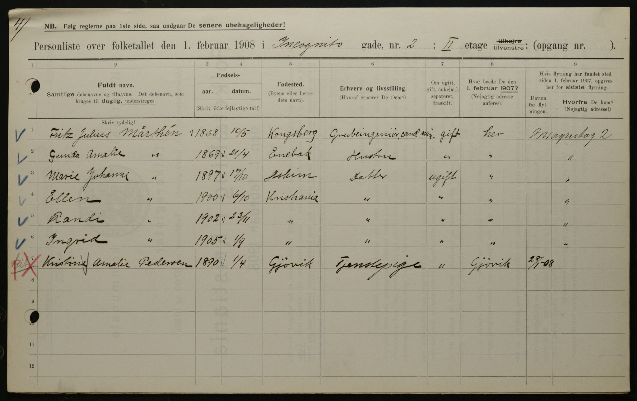 OBA, Municipal Census 1908 for Kristiania, 1908, p. 39502