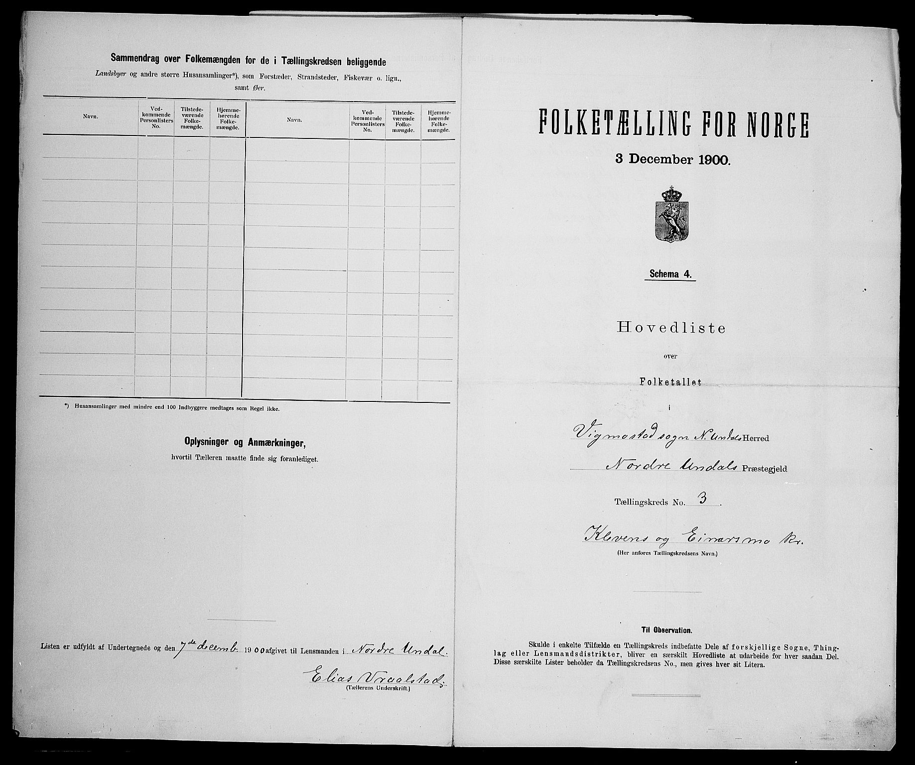 SAK, 1900 census for Nord-Audnedal, 1900, p. 20