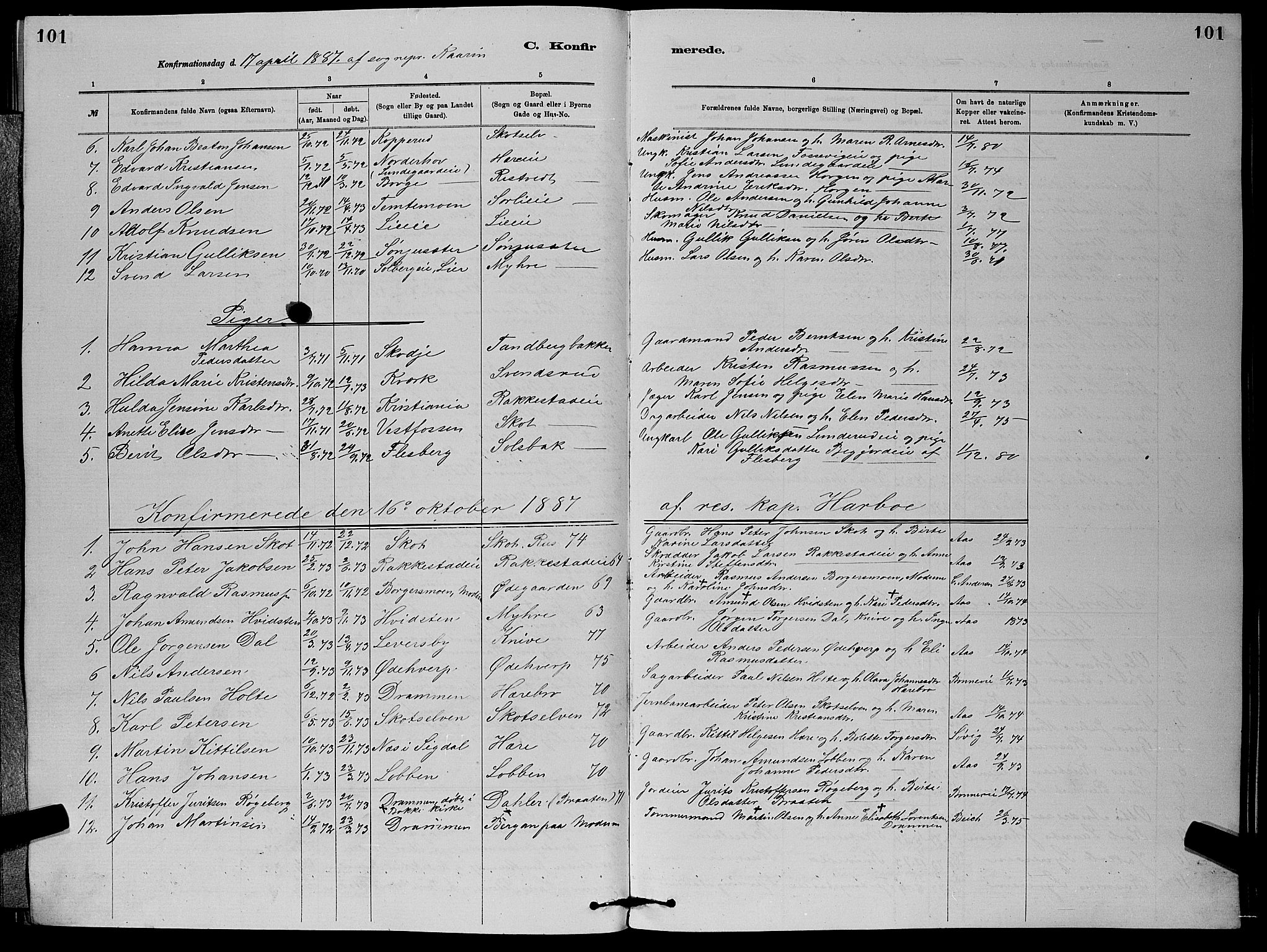 Eiker kirkebøker, AV/SAKO-A-4/G/Gb/L0003: Parish register (copy) no. II 3, 1880-1893, p. 101