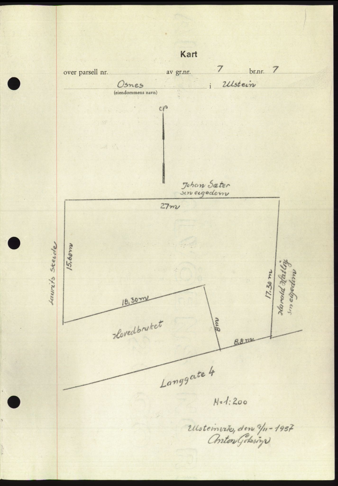 Søre Sunnmøre sorenskriveri, AV/SAT-A-4122/1/2/2C/L0108: Mortgage book no. 34A, 1957-1958, Diary no: : 2889/1957