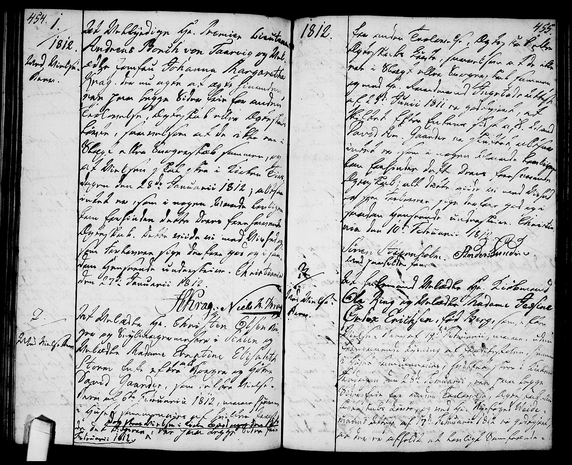 Oslo domkirke Kirkebøker, SAO/A-10752/L/La/L0011: Best man's statements no. 11, 1807-1819, p. 454-455