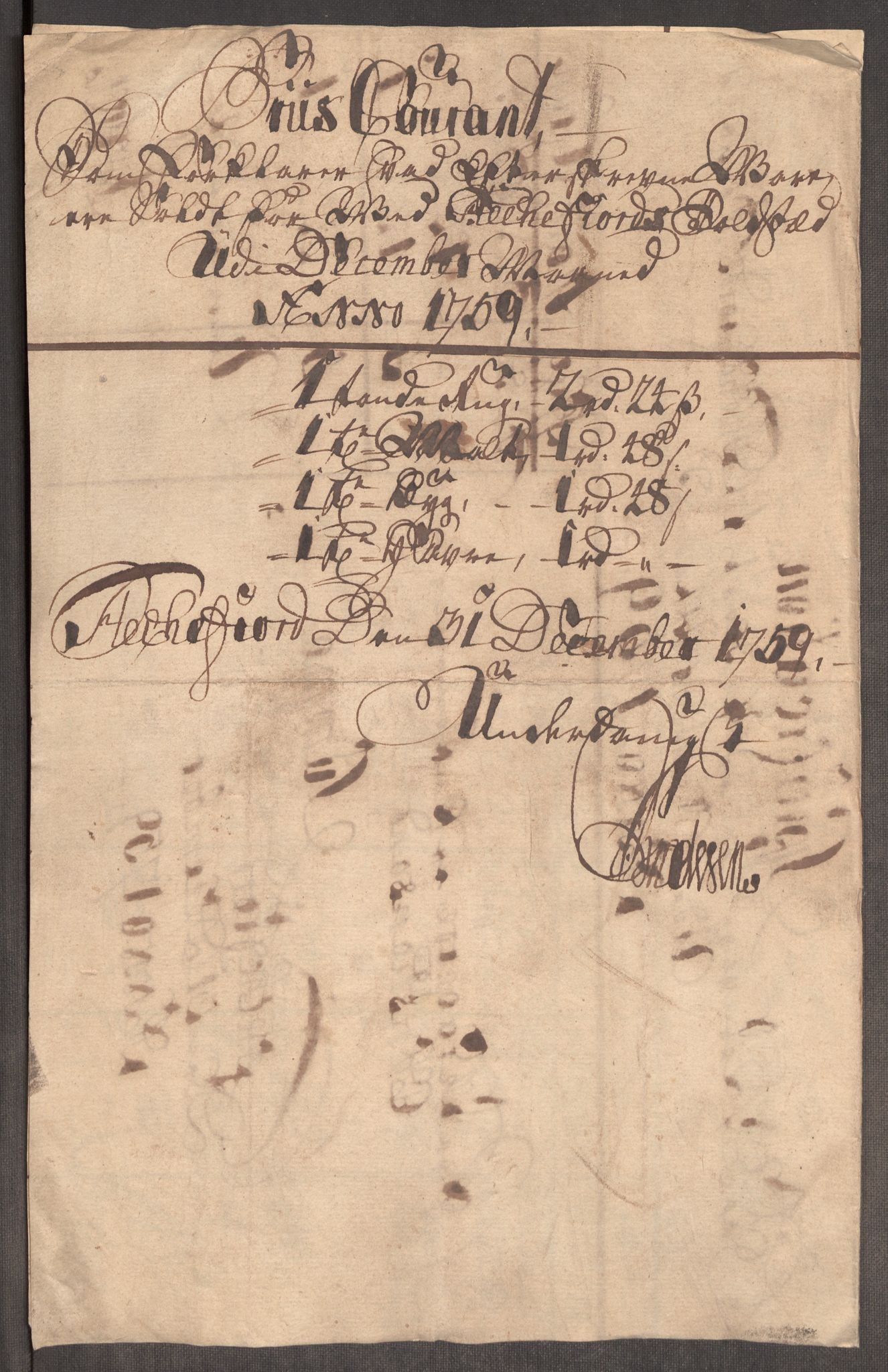 Rentekammeret inntil 1814, Realistisk ordnet avdeling, AV/RA-EA-4070/Oe/L0006: [Ø1]: Priskuranter, 1758-1760, p. 636