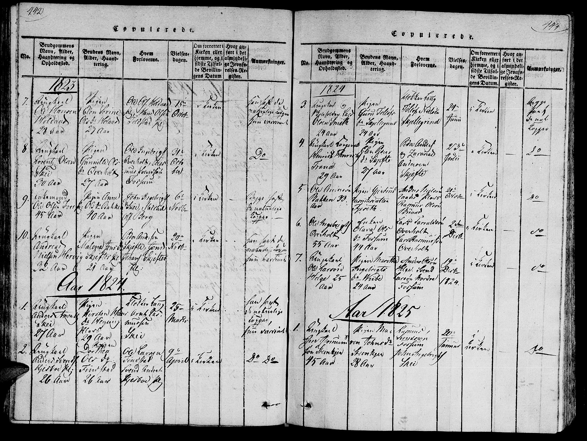 Ministerialprotokoller, klokkerbøker og fødselsregistre - Nord-Trøndelag, SAT/A-1458/735/L0333: Parish register (official) no. 735A04 /2, 1816-1825, p. 442-443