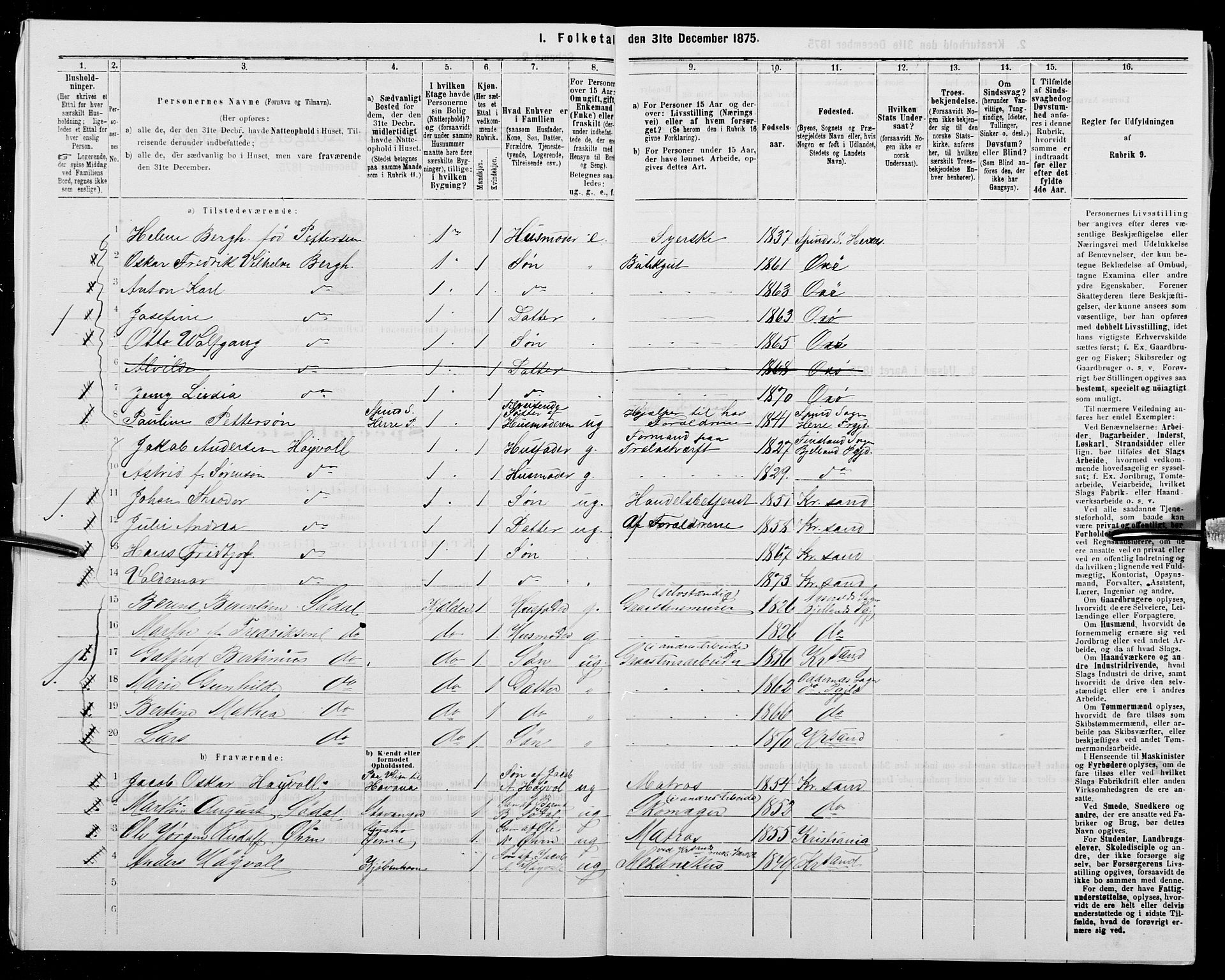 SAK, 1875 census for 1001P Kristiansand, 1875, p. 35