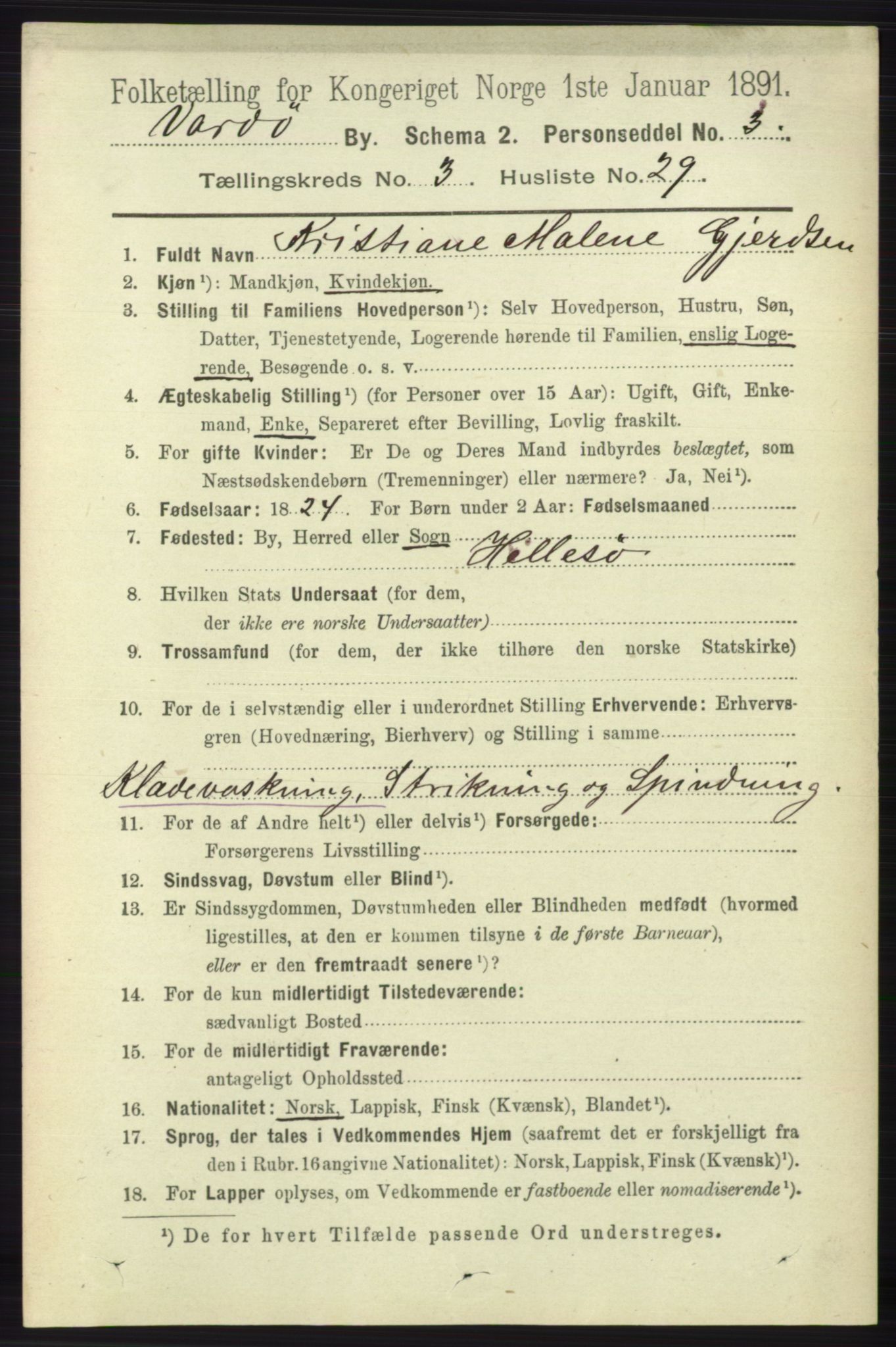 RA, 1891 census for 2002 Vardø, 1891, p. 1852