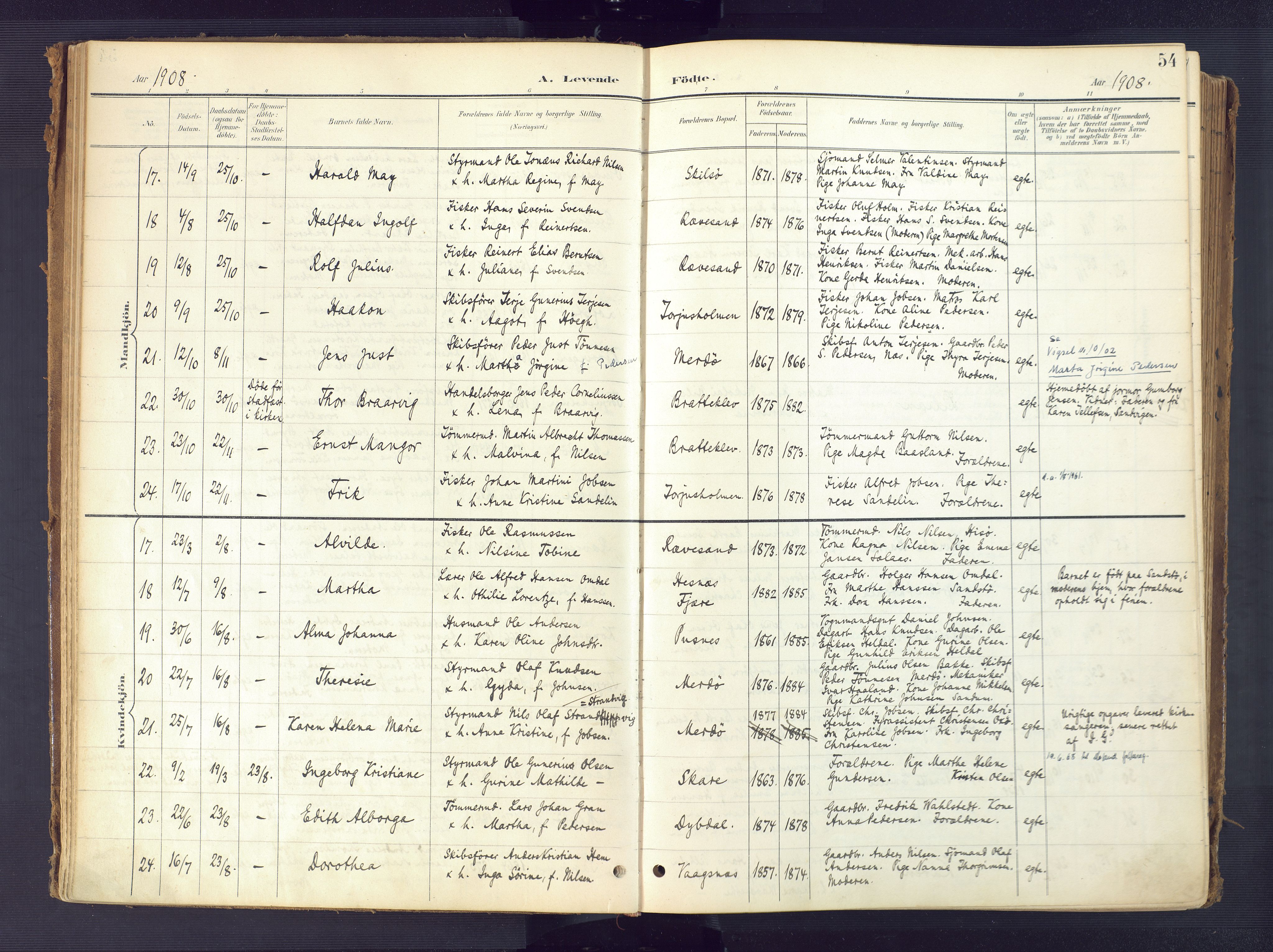 Tromøy sokneprestkontor, AV/SAK-1111-0041/F/Fa/L0010: Parish register (official) no. A 10, 1896-1912, p. 54