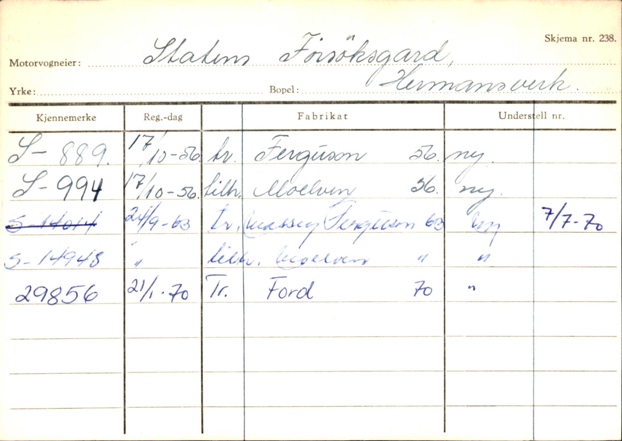 Statens vegvesen, Sogn og Fjordane vegkontor, AV/SAB-A-5301/4/F/L0126: Eigarregister Fjaler M-Å. Leikanger A-Å, 1945-1975, p. 2158