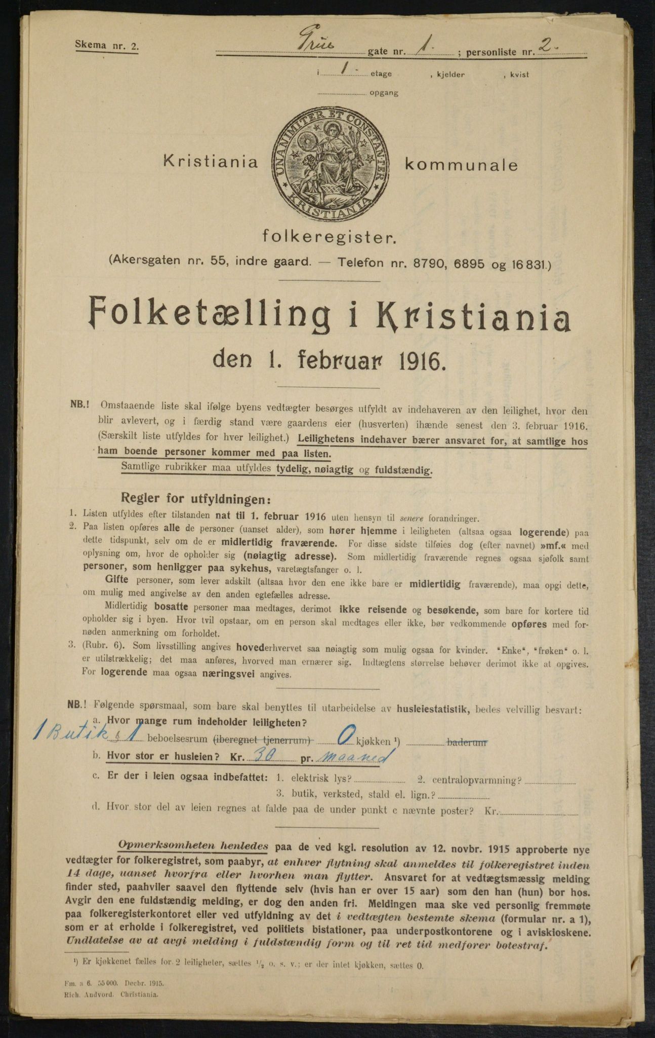 OBA, Municipal Census 1916 for Kristiania, 1916, p. 30762