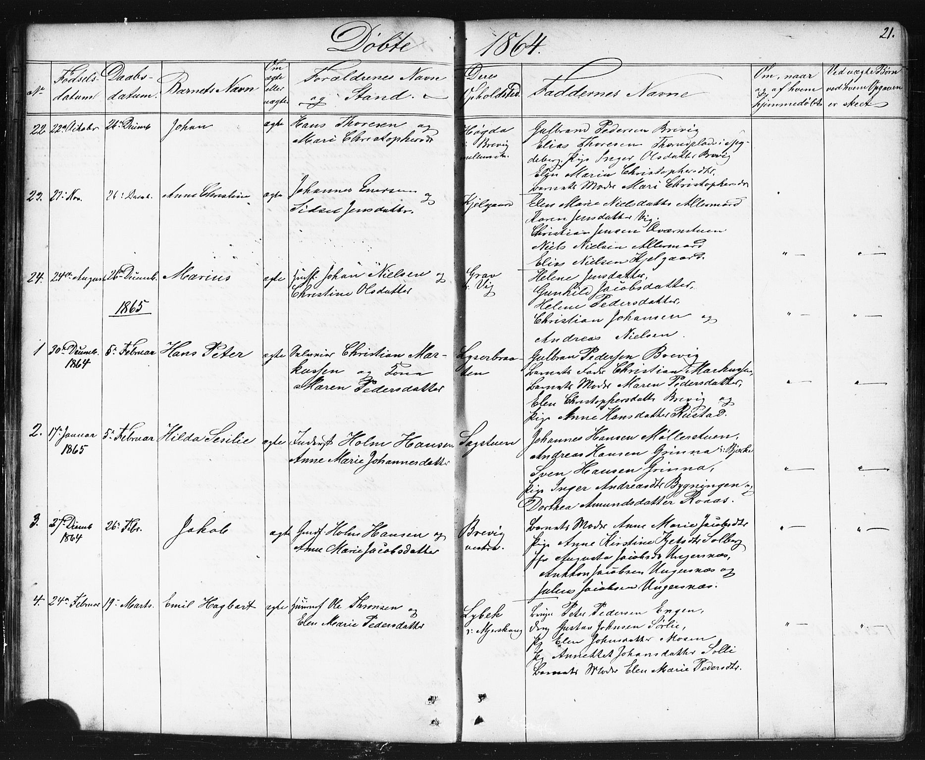Enebakk prestekontor Kirkebøker, SAO/A-10171c/G/Gb/L0001: Parish register (copy) no. II 1, 1859-1890, p. 21
