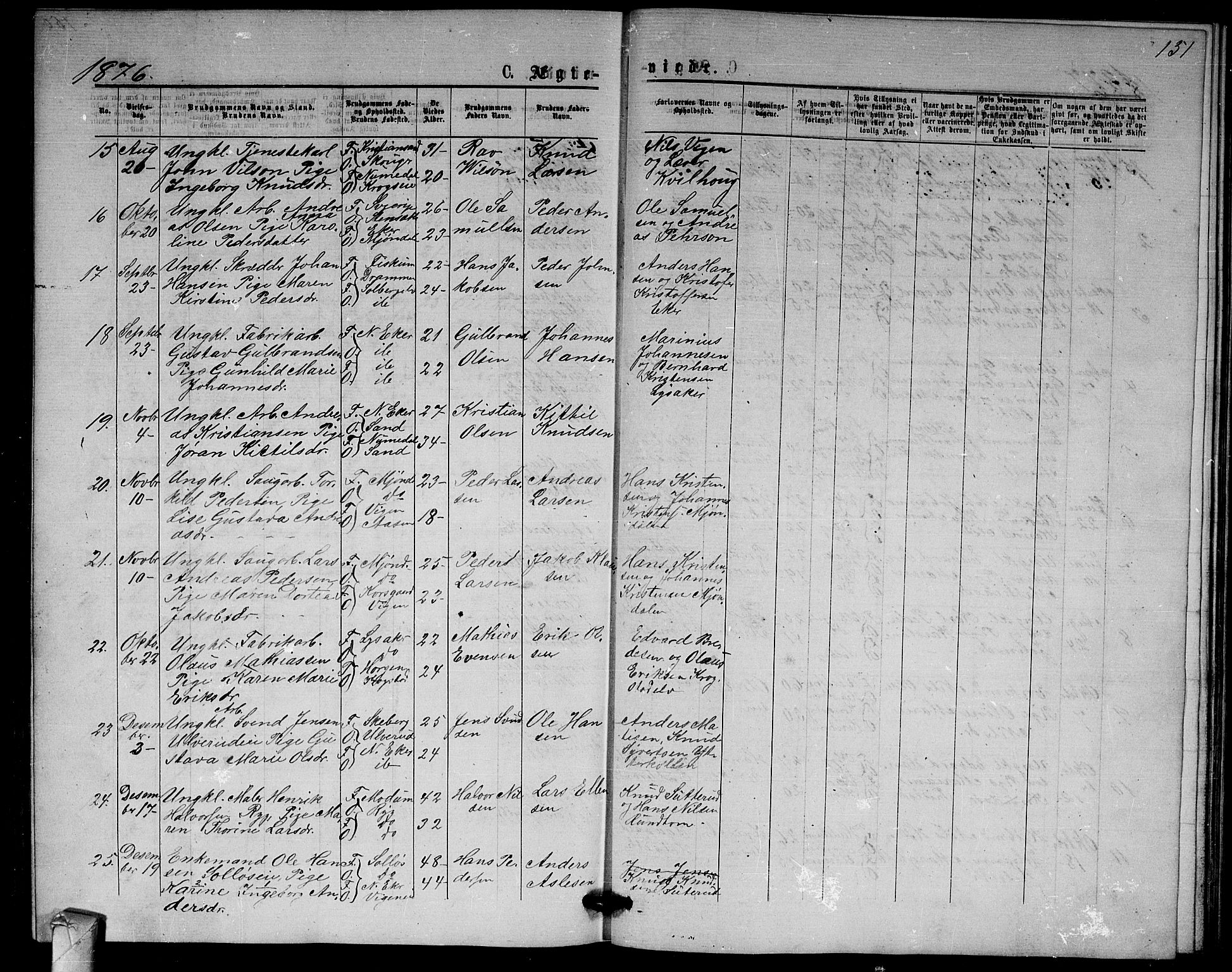 Nedre Eiker kirkebøker, AV/SAKO-A-612/G/Ga/L0001: Parish register (copy) no. 1, 1873-1880, p. 151