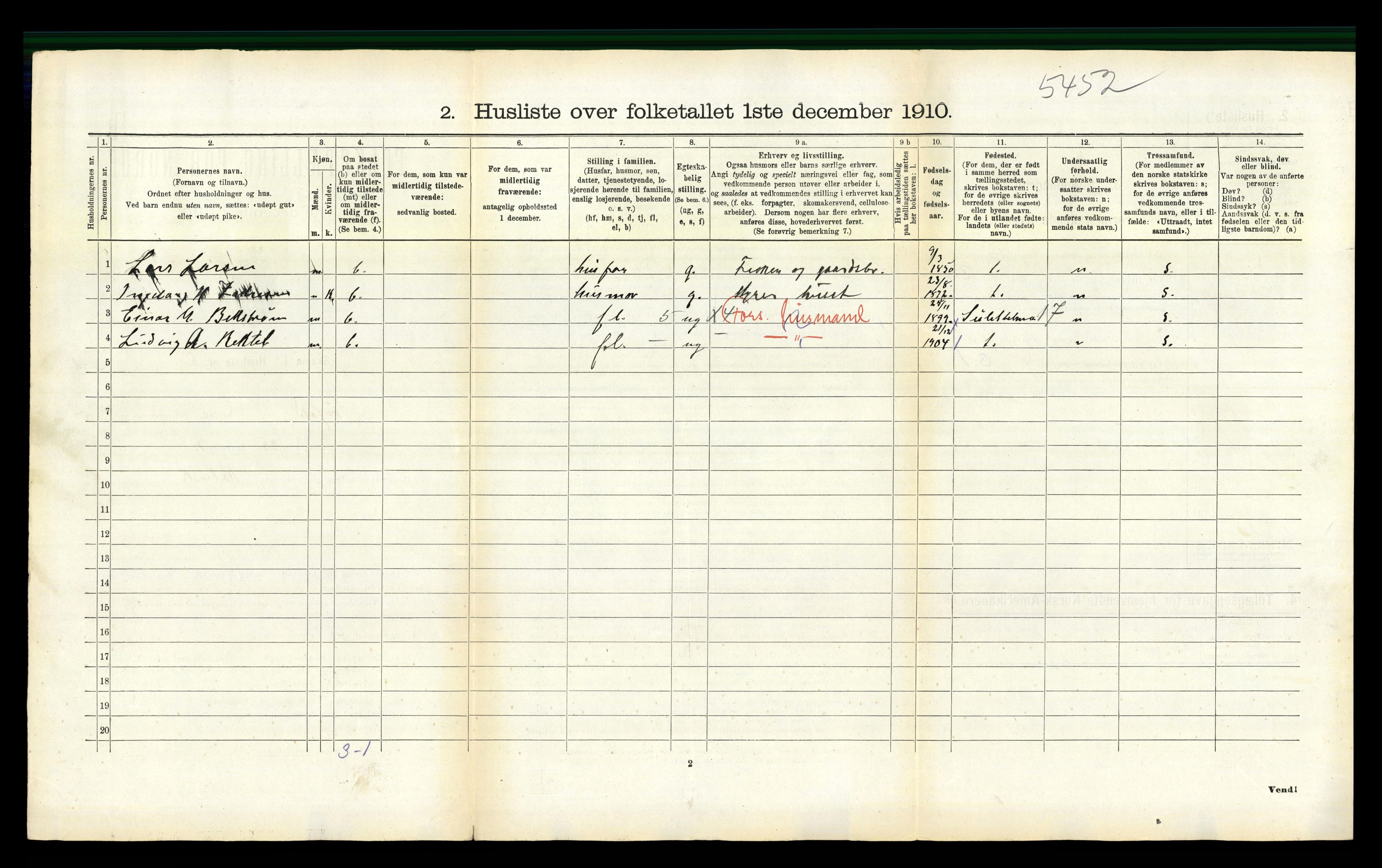 RA, 1910 census for Sørfold, 1910, p. 291