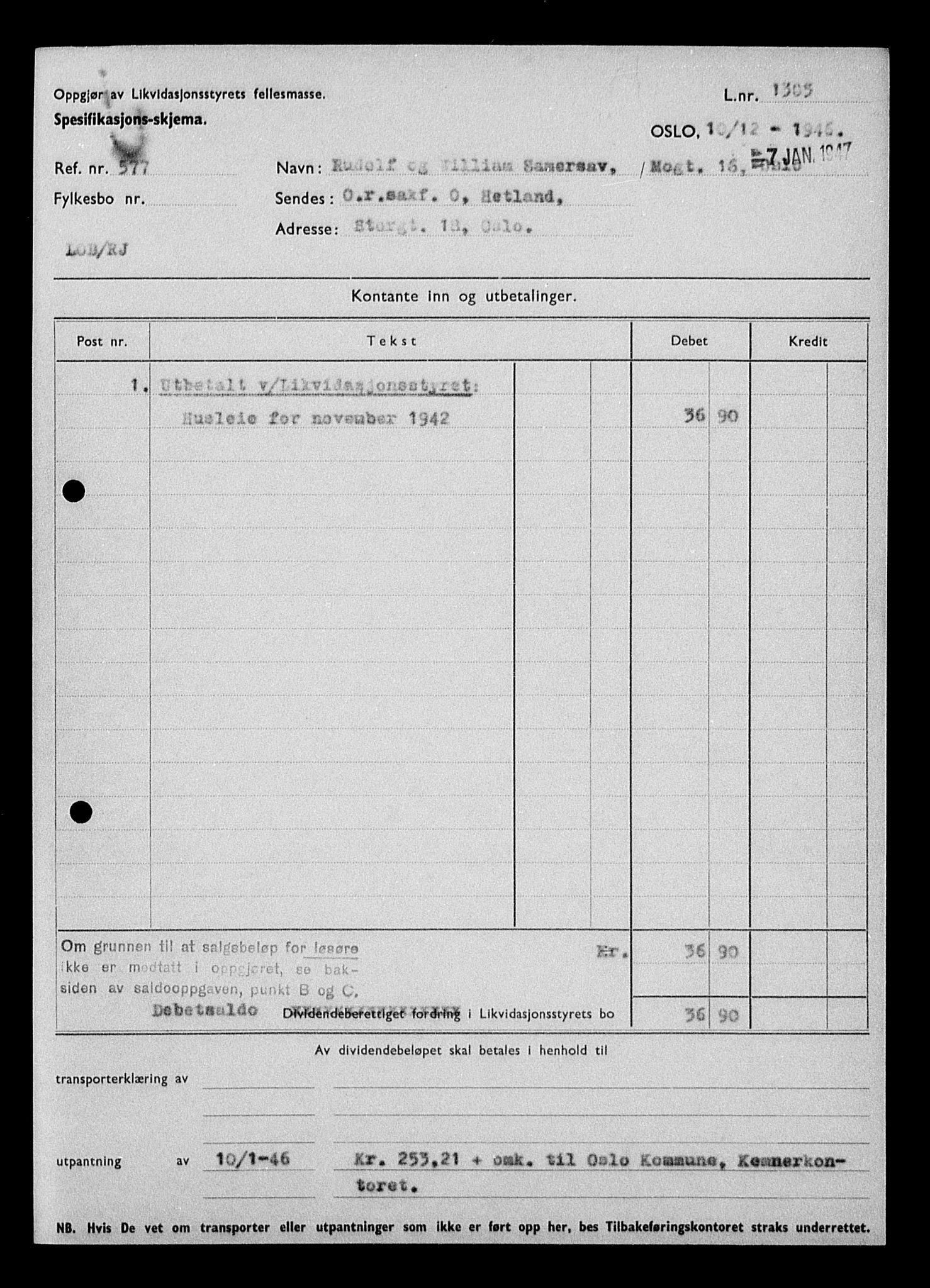 Justisdepartementet, Tilbakeføringskontoret for inndratte formuer, AV/RA-S-1564/H/Hc/Hcc/L0976: --, 1945-1947, p. 622