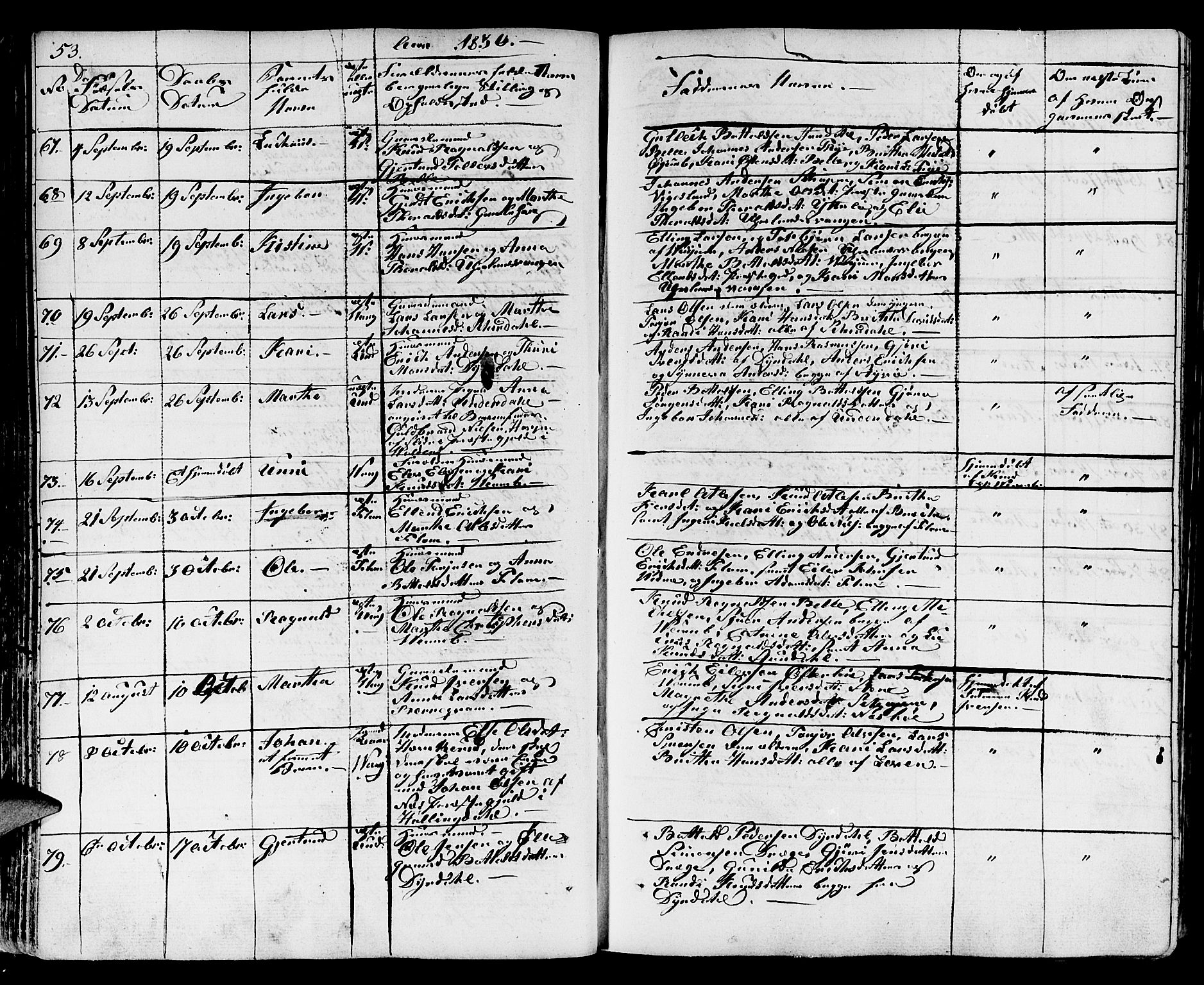 Aurland sokneprestembete, SAB/A-99937/H/Ha/Haa/L0006: Parish register (official) no. A 6, 1821-1859, p. 53
