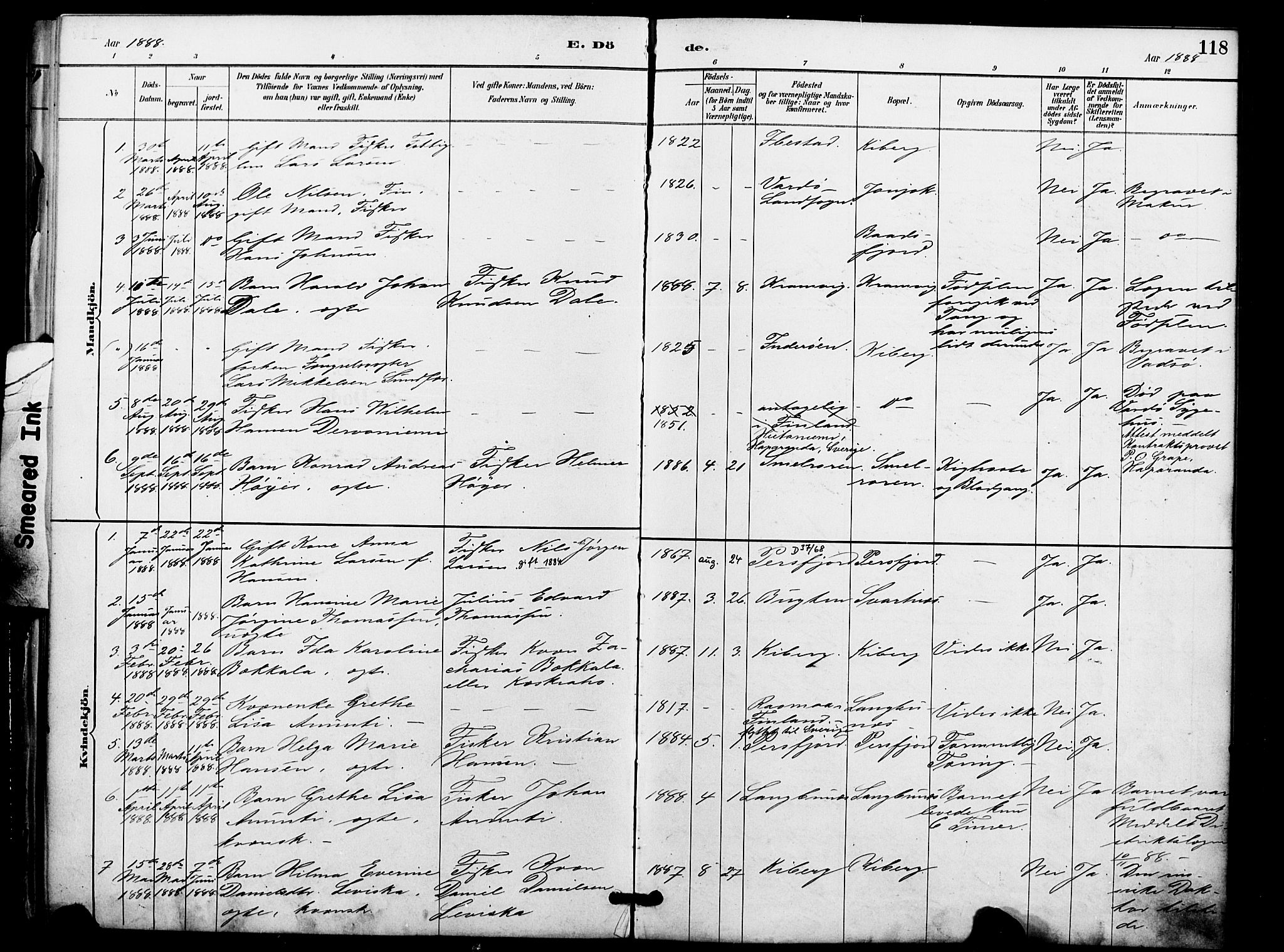 Vardø sokneprestkontor, AV/SATØ-S-1332/H/Ha/L0009kirke: Parish register (official) no. 9, 1887-1898, p. 118