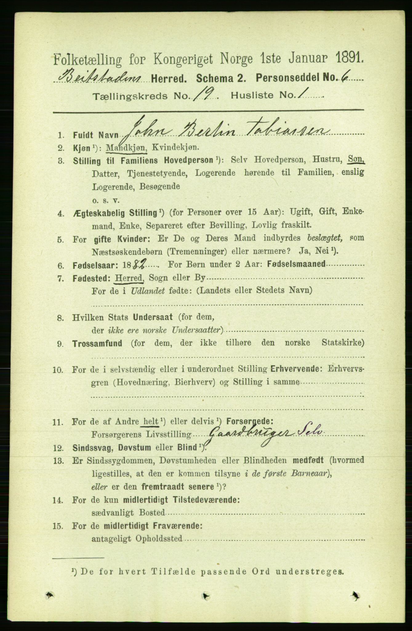 RA, 1891 census for 1727 Beitstad, 1891, p. 4819