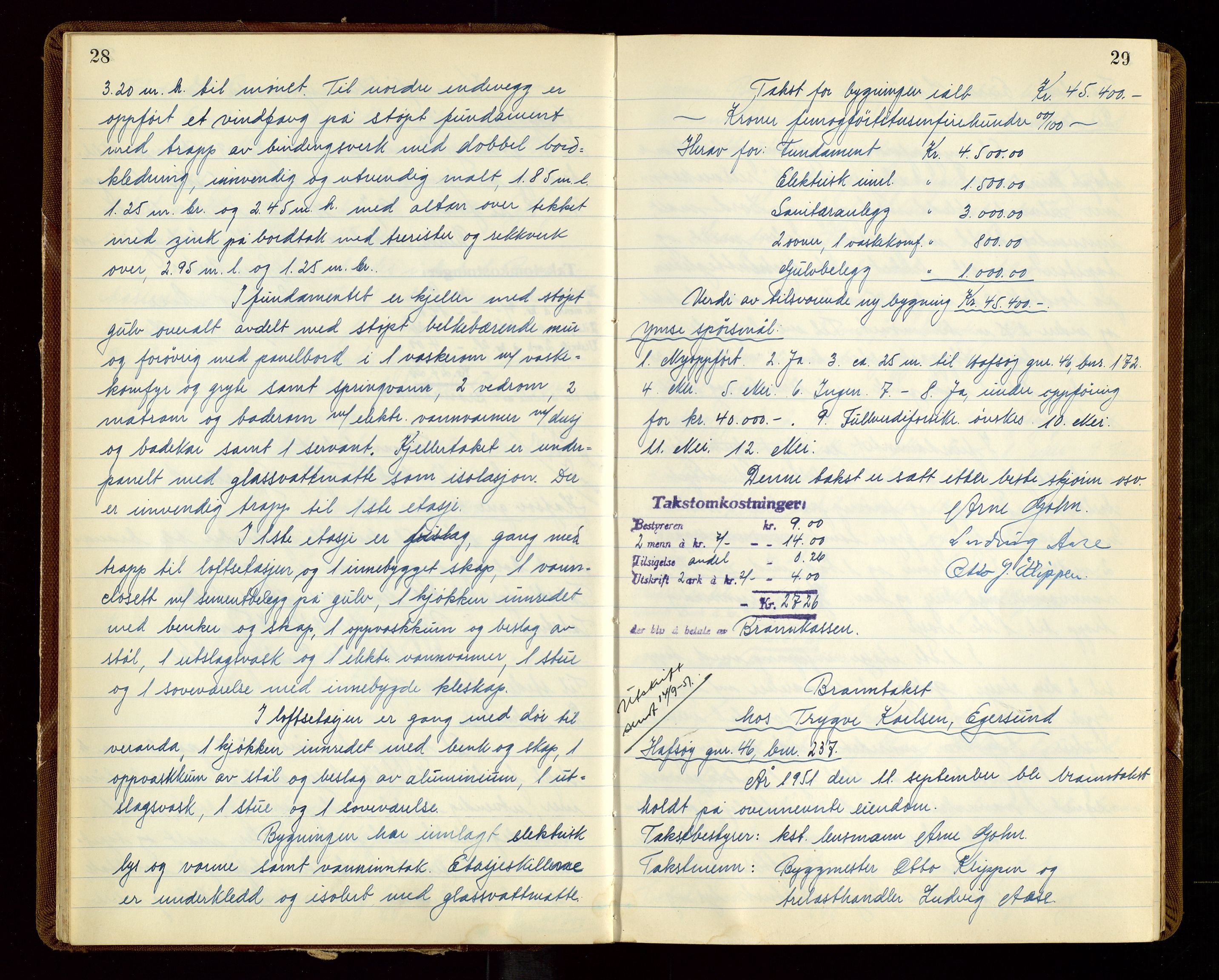 Eigersund lensmannskontor, AV/SAST-A-100171/God/L0014: "Branntakstprotokoll", 1951-1955, p. 28-29