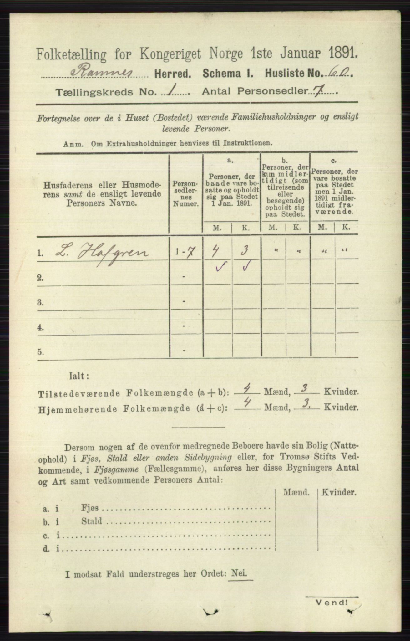 RA, 1891 census for 0718 Ramnes, 1891, p. 89