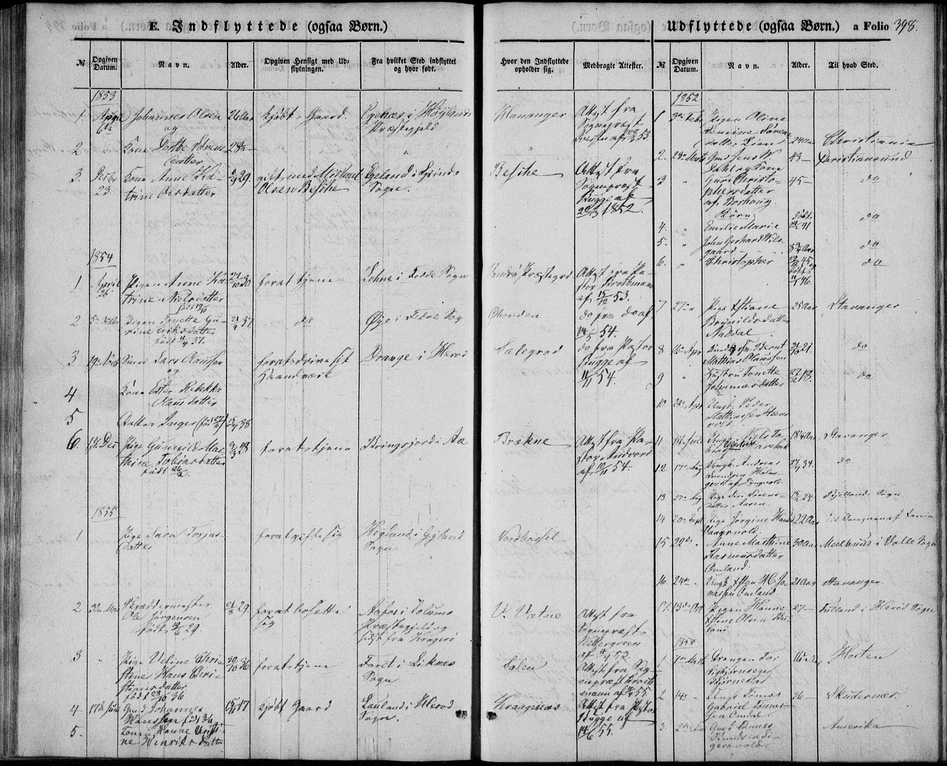 Lista sokneprestkontor, AV/SAK-1111-0027/F/Fb/L0002: Parish register (copy) no. B 2, 1847-1862, p. 398