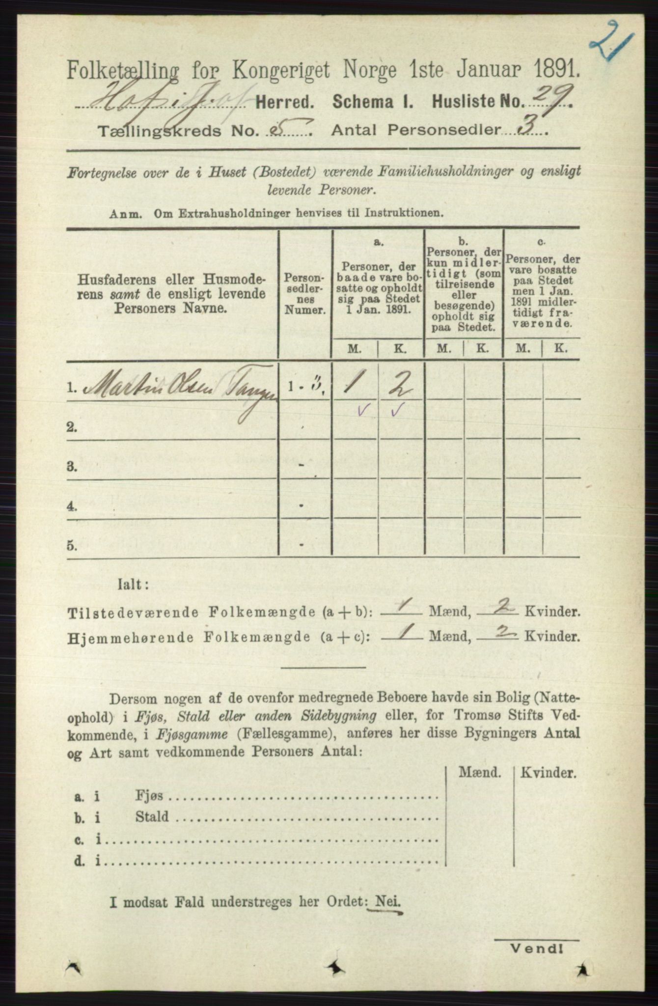 RA, 1891 census for 0714 Hof, 1891, p. 1485