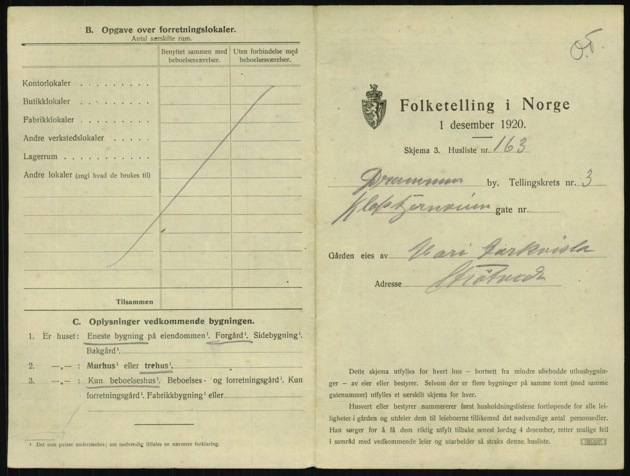 SAKO, 1920 census for Drammen, 1920, p. 1660