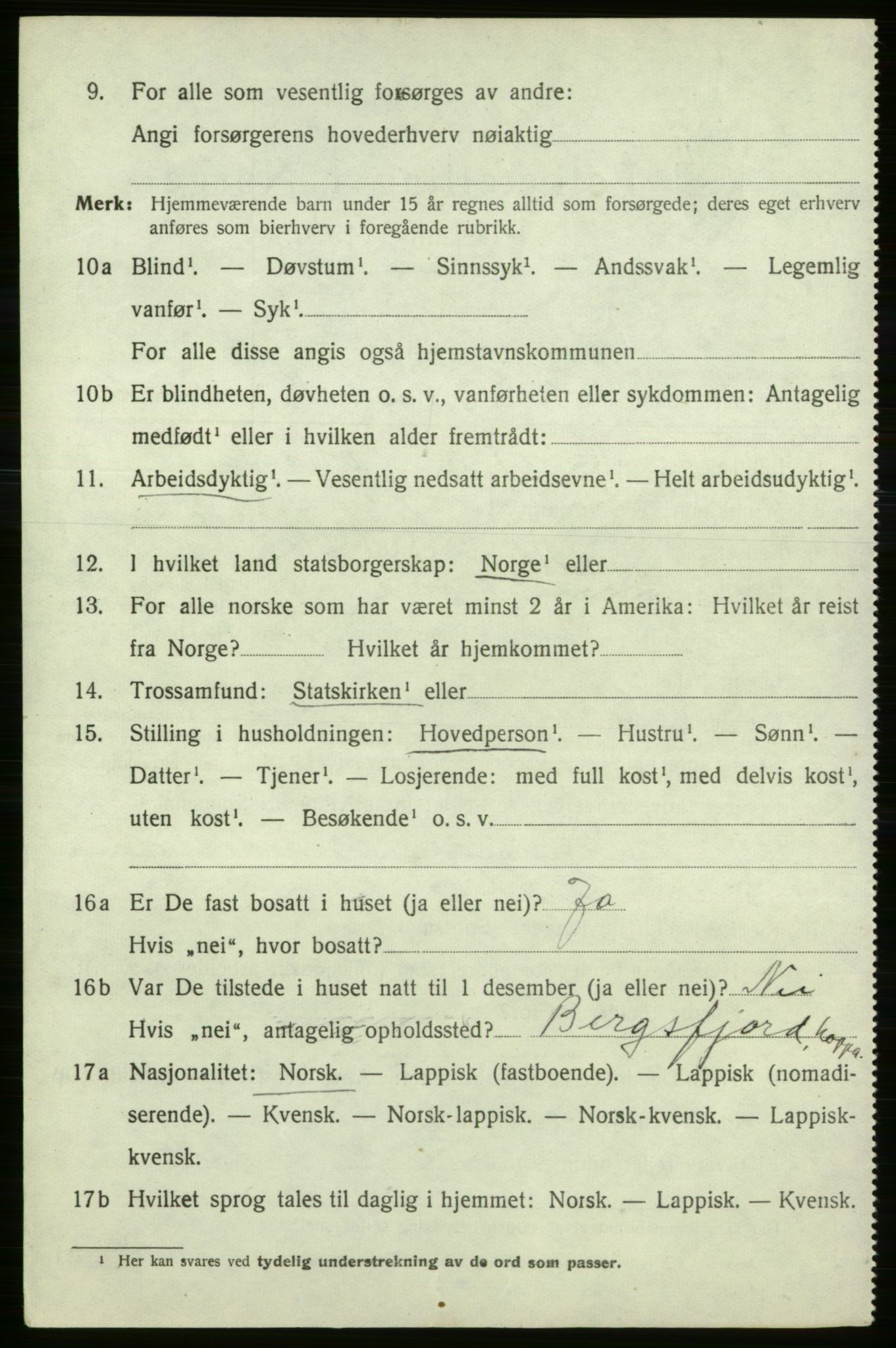 SATØ, 1920 census for Loppa, 1920, p. 991