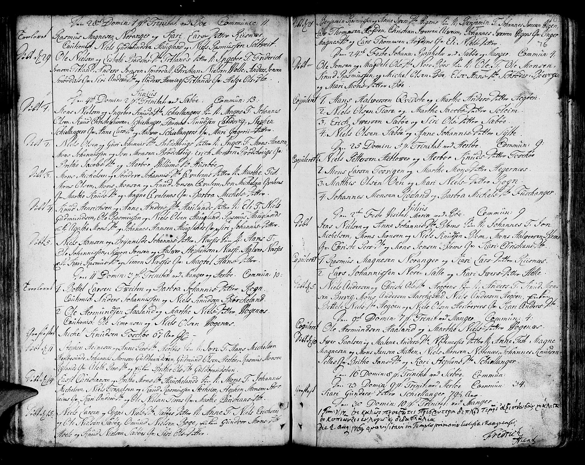 Manger sokneprestembete, AV/SAB-A-76801/H/Haa: Parish register (official) no. A 1, 1759-1791, p. 76