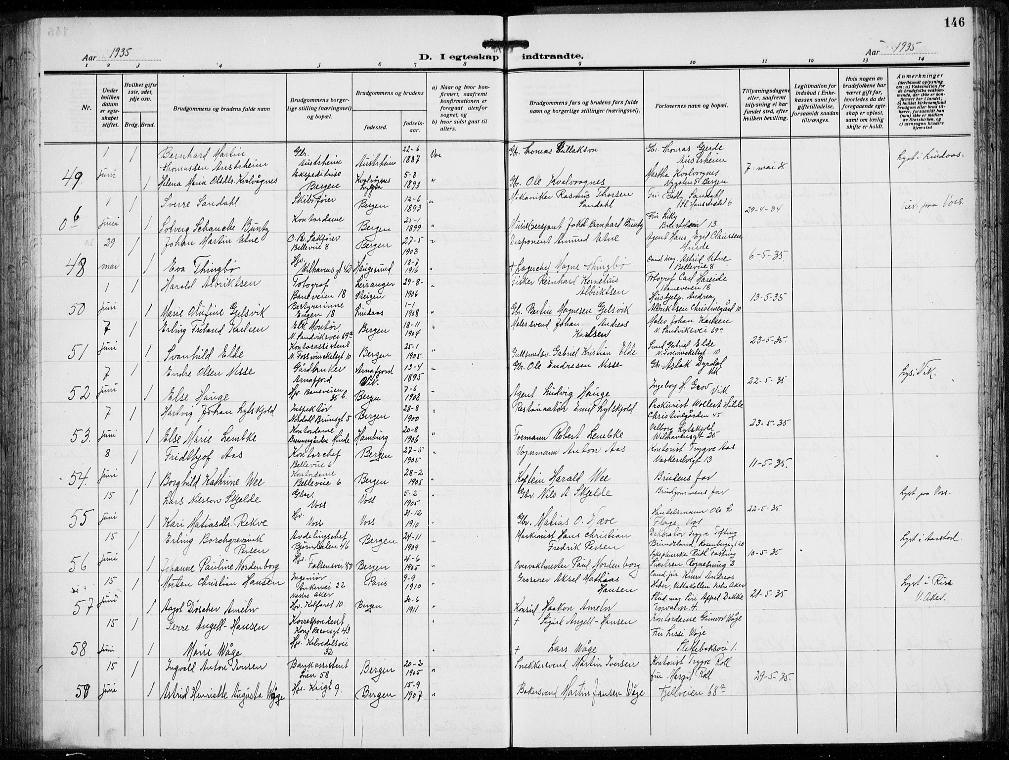 Domkirken sokneprestembete, AV/SAB-A-74801/H/Hab/L0034: Parish register (copy) no. D 6, 1924-1941, p. 146