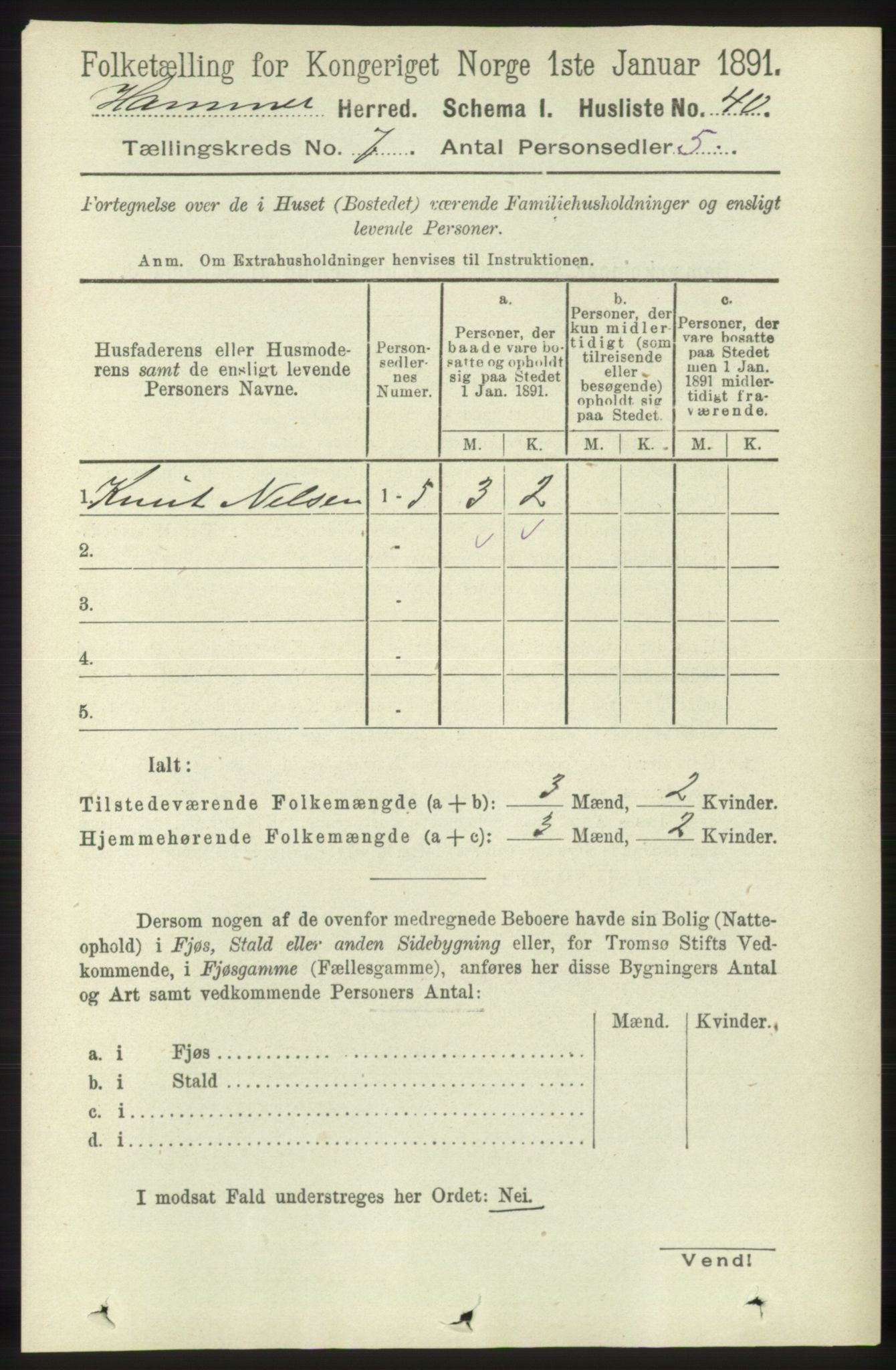 RA, 1891 census for 1254 Hamre, 1891, p. 1692