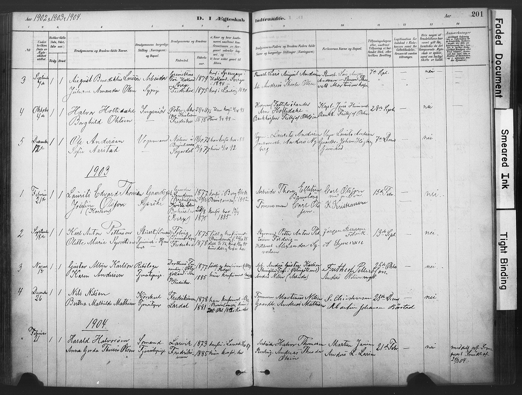 Stavern kirkebøker, AV/SAKO-A-318/F/Fa/L0008: Parish register (official) no. 8, 1878-1905, p. 201