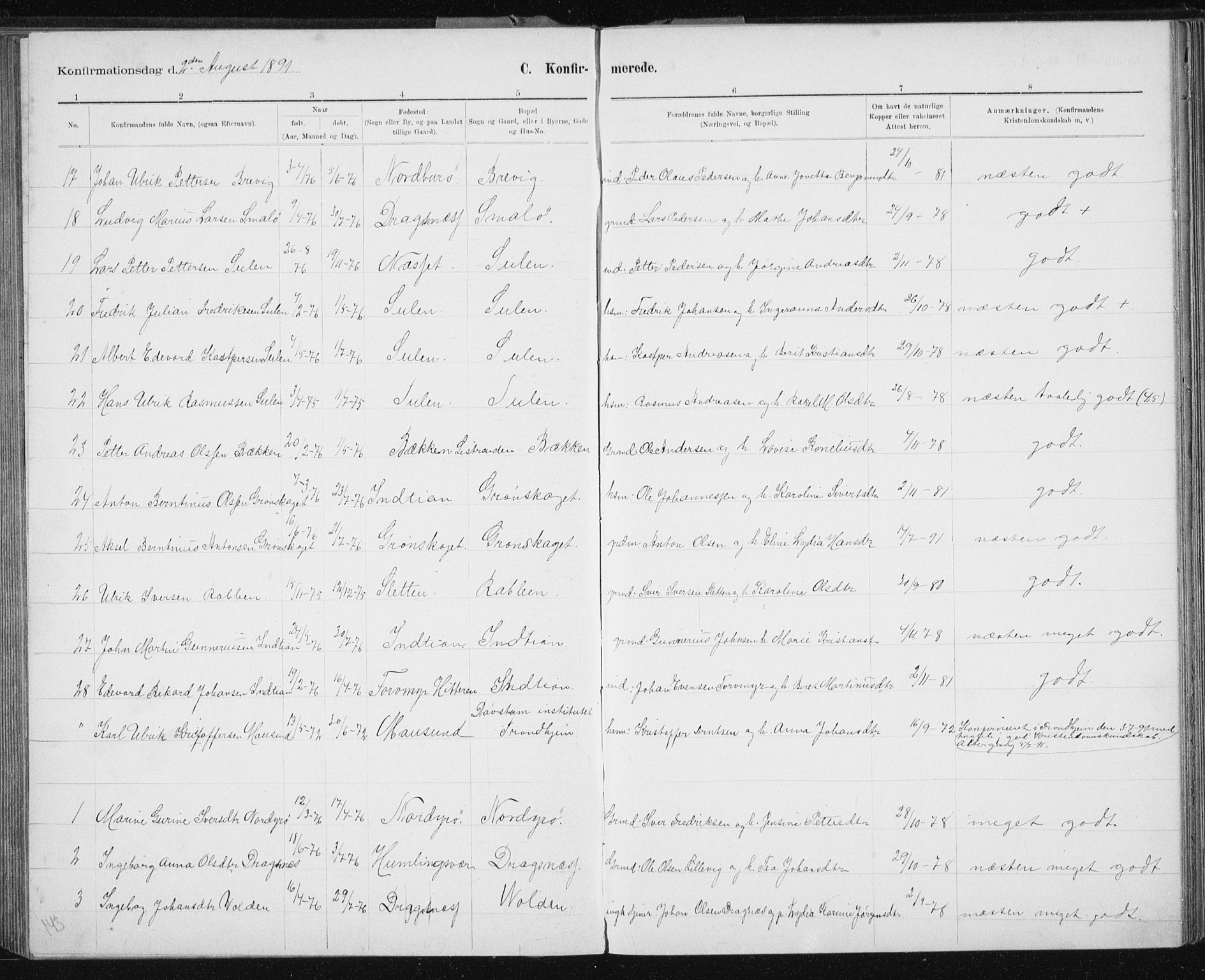 Ministerialprotokoller, klokkerbøker og fødselsregistre - Sør-Trøndelag, AV/SAT-A-1456/640/L0586: Parish register (copy) no. 640C03b, 1891-1908