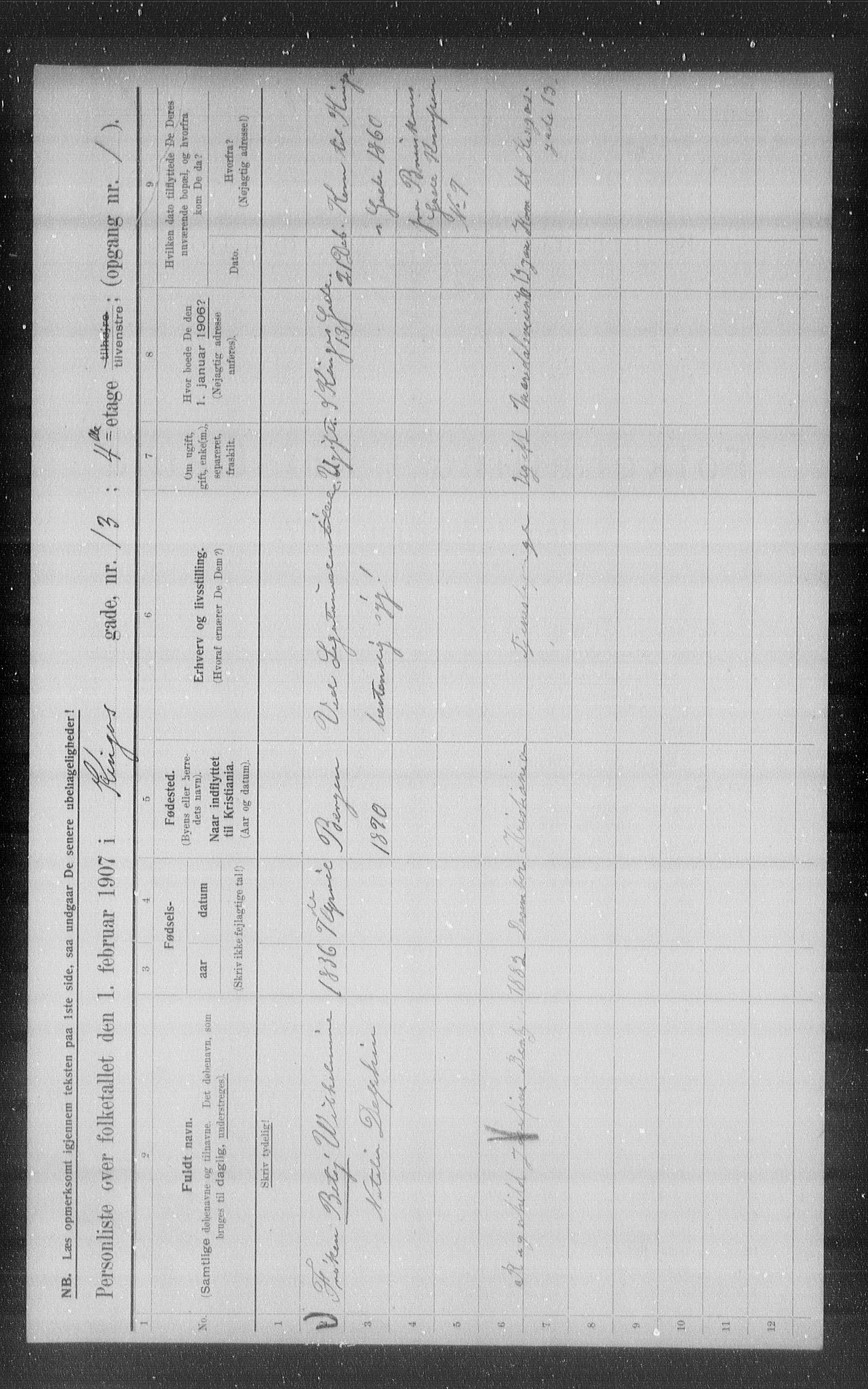 OBA, Municipal Census 1907 for Kristiania, 1907, p. 25320