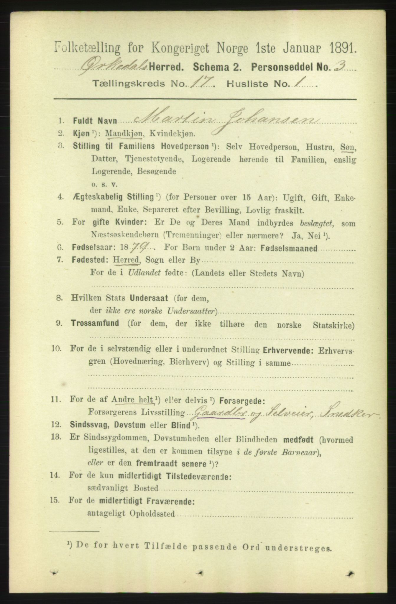 RA, 1891 census for 1638 Orkdal, 1891, p. 7388