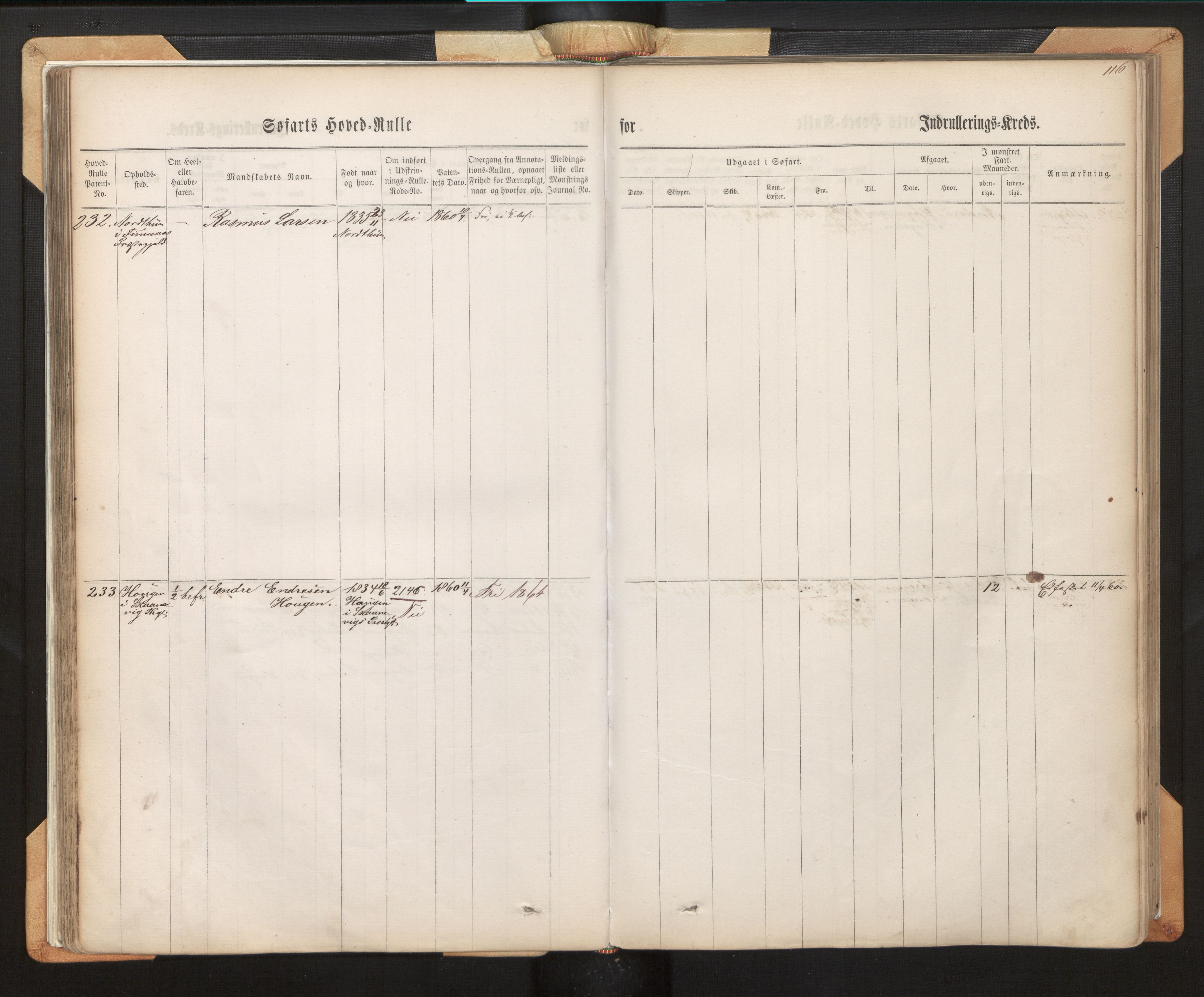 Innrulleringssjefen i Bergen, AV/SAB-A-100050/F/Fh/L0007: Sjøfarts-hovedrulle for Bergen krets, fol. 1 - 315, 1860-1865, p. 116