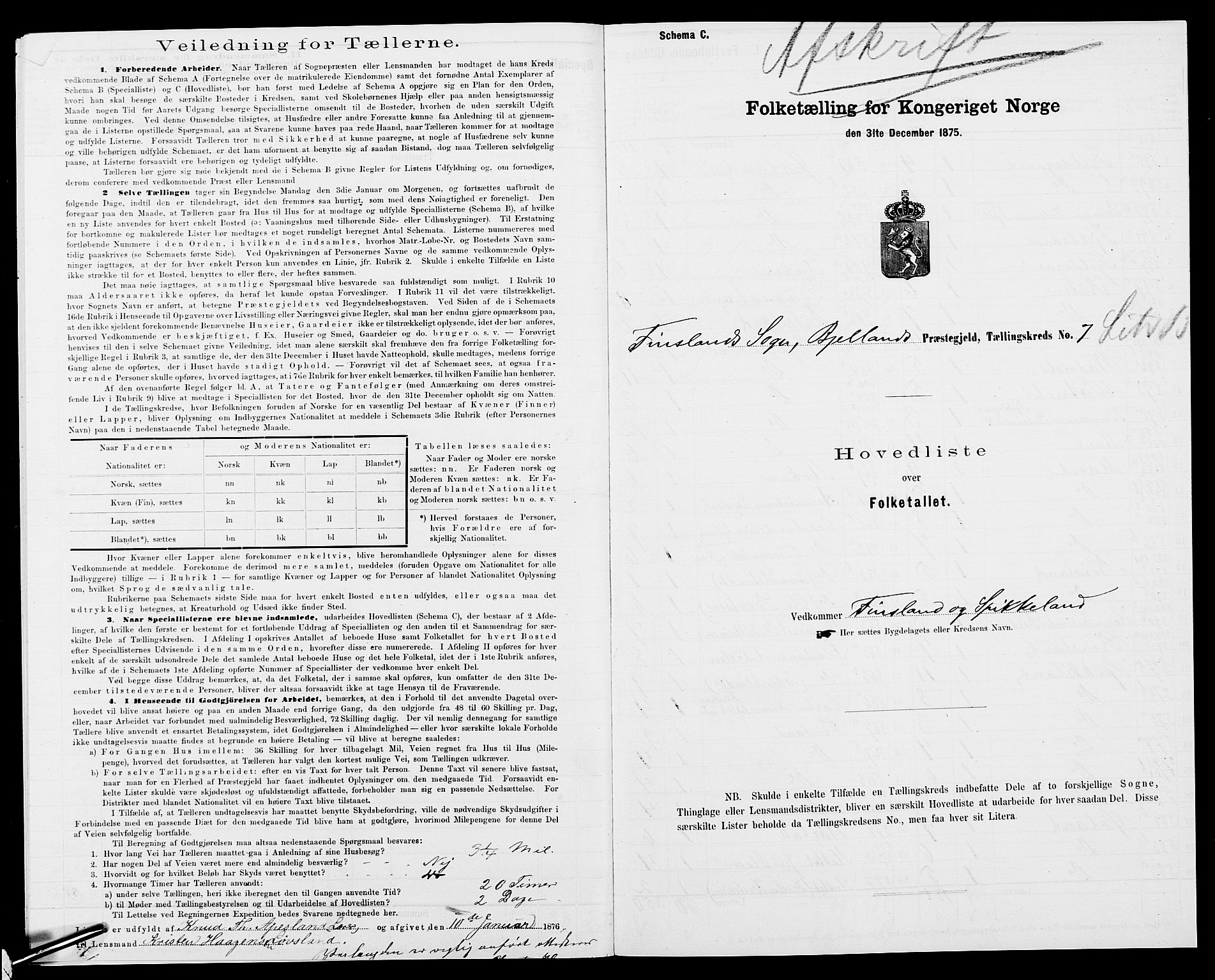 SAK, 1875 census for 1024P Bjelland, 1875, p. 746