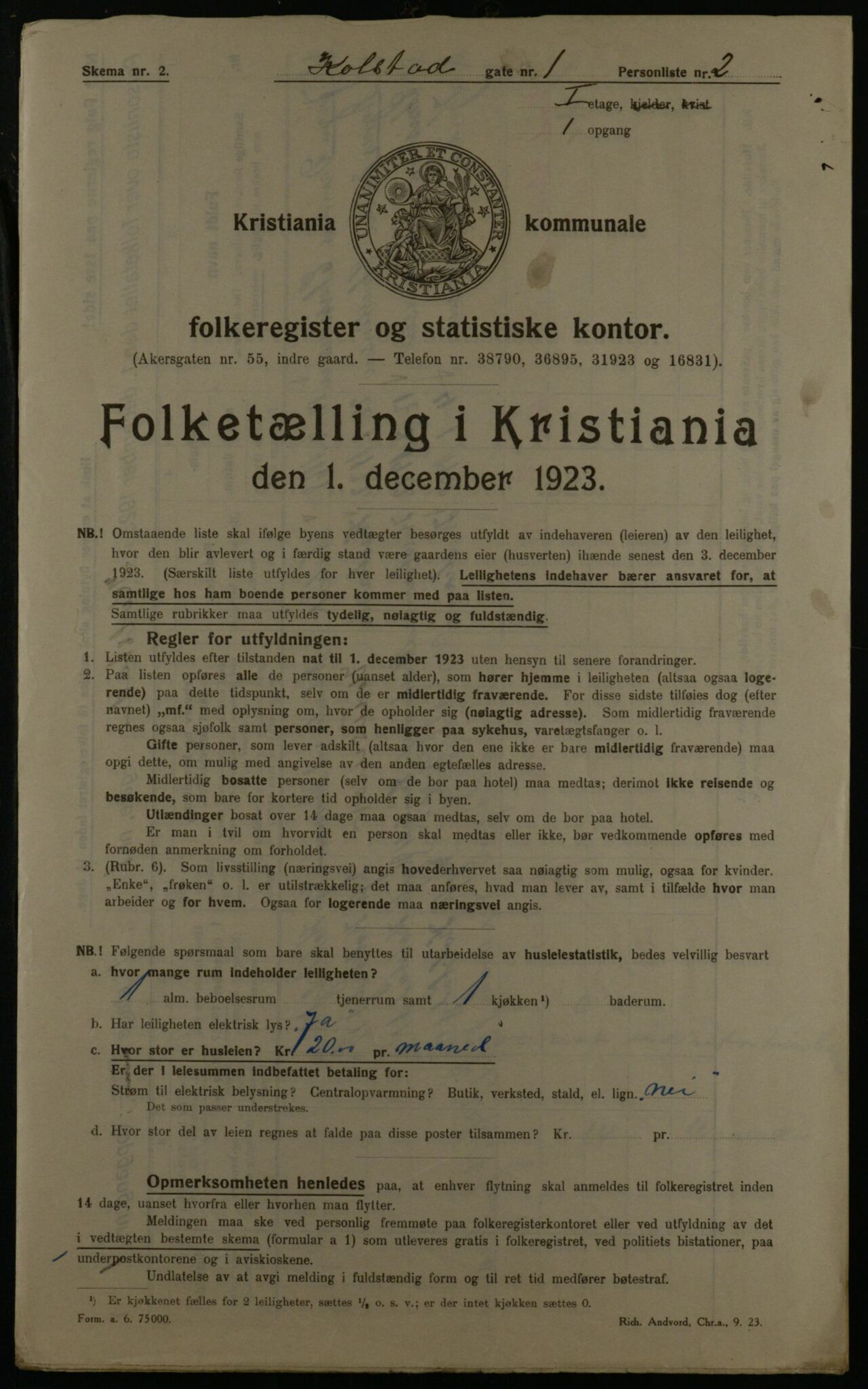 OBA, Municipal Census 1923 for Kristiania, 1923, p. 58523