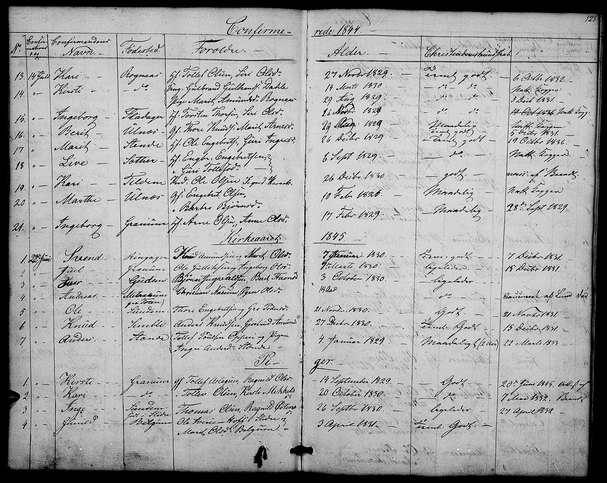 Nord-Aurdal prestekontor, SAH/PREST-132/H/Ha/Hab/L0004: Parish register (copy) no. 4, 1842-1882, p. 123