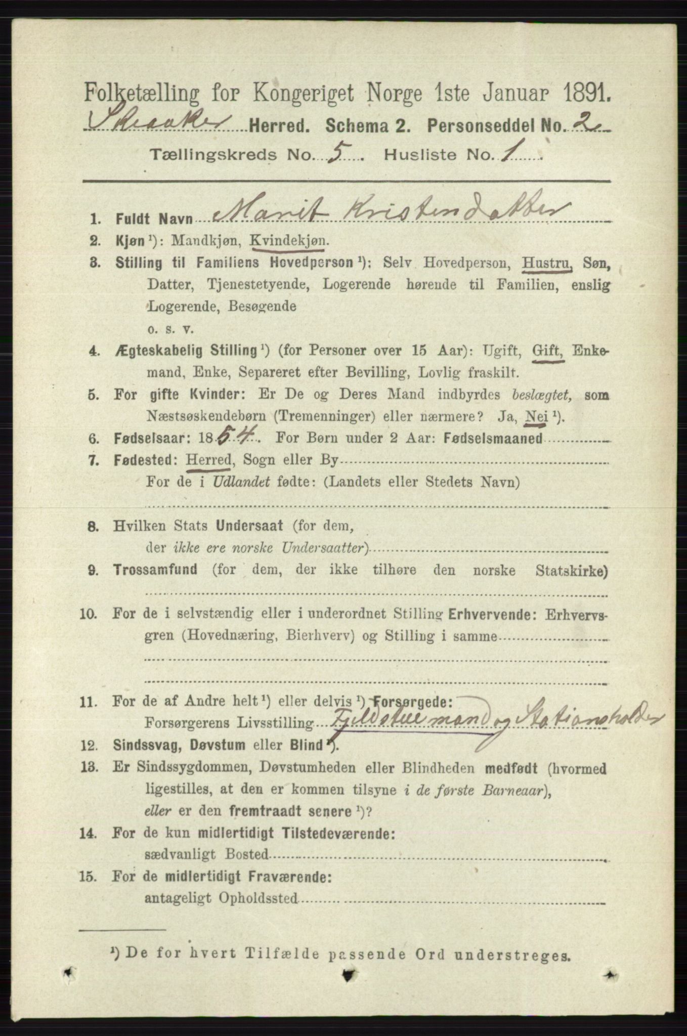 RA, 1891 census for 0513 Skjåk, 1891, p. 1617