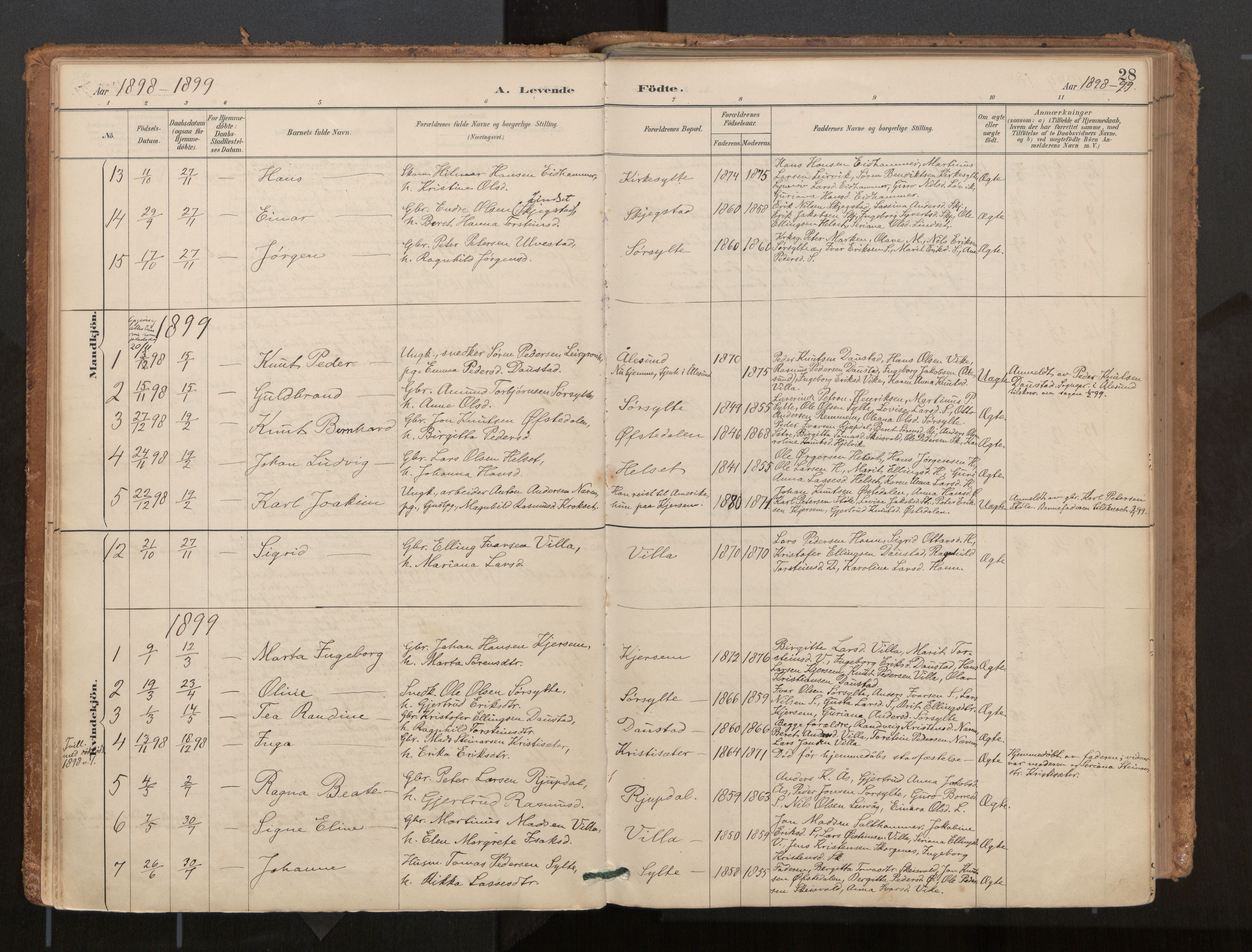 Ministerialprotokoller, klokkerbøker og fødselsregistre - Møre og Romsdal, SAT/A-1454/541/L0545a: Parish register (official) no. 541A03, 1887-1912, p. 28