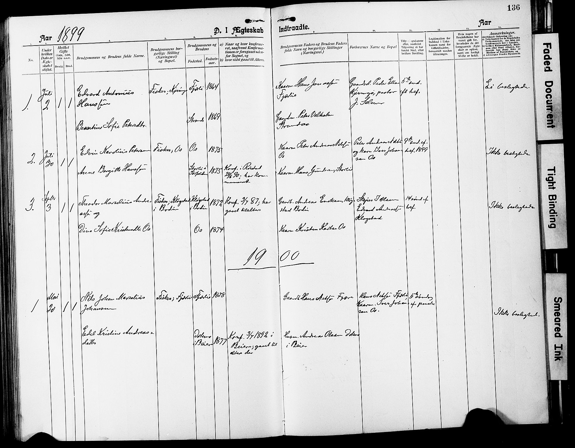 Ministerialprotokoller, klokkerbøker og fødselsregistre - Nordland, SAT/A-1459/803/L0077: Parish register (copy) no. 803C04, 1897-1930, p. 136
