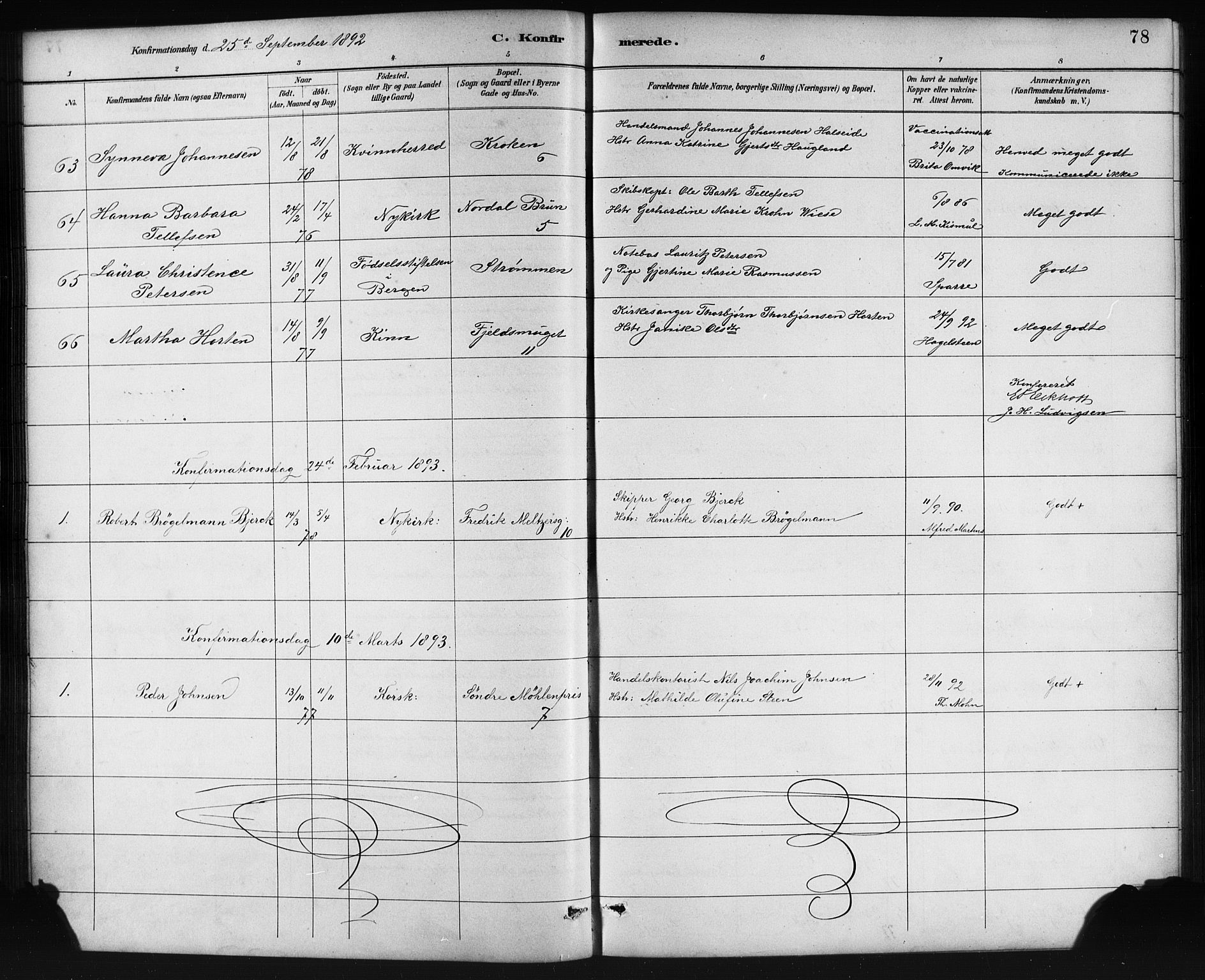 Johanneskirken sokneprestembete, SAB/A-76001/H/Hab: Parish register (copy) no. B 1, 1885-1907, p. 78