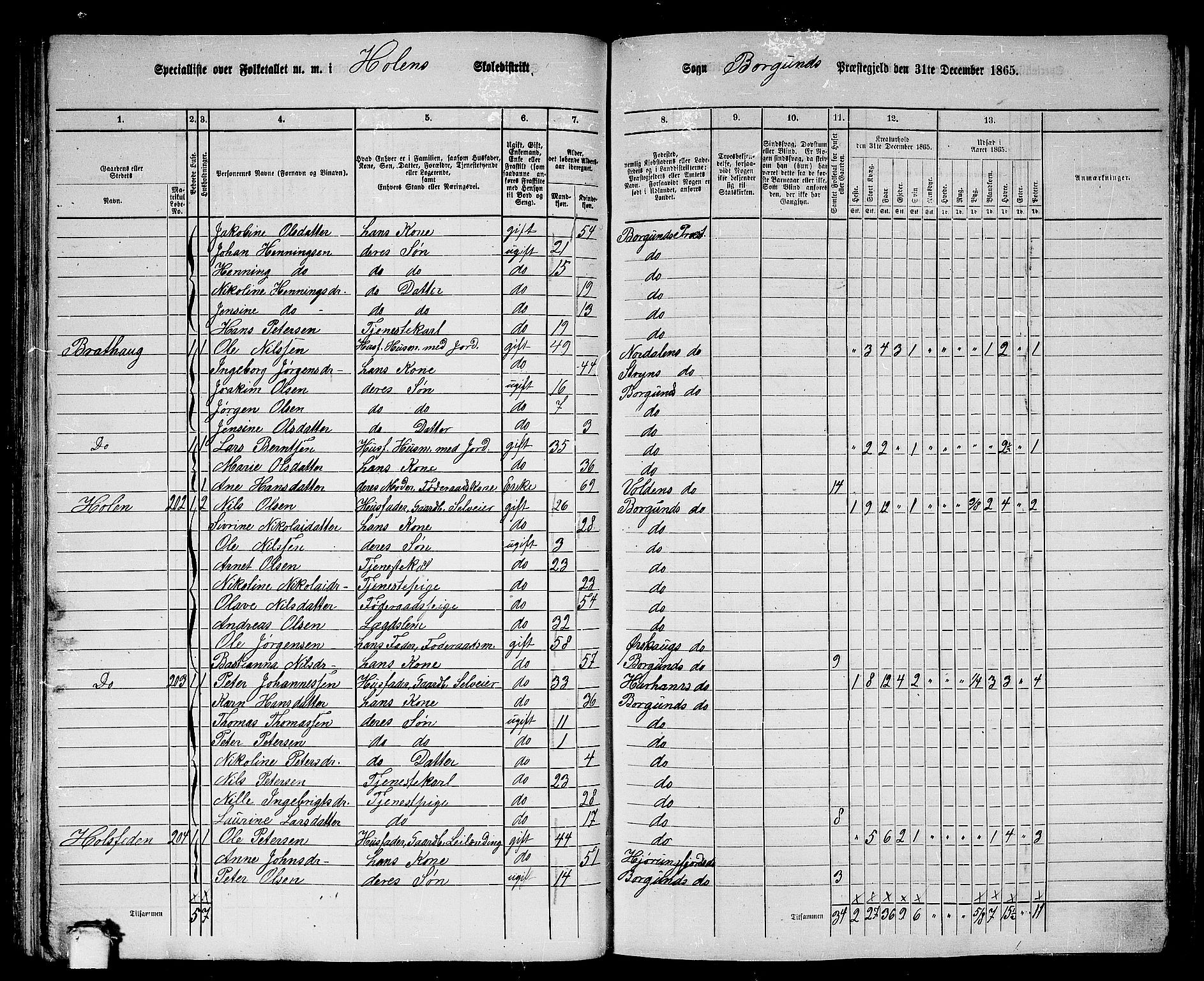 RA, 1865 census for Borgund, 1865, p. 106