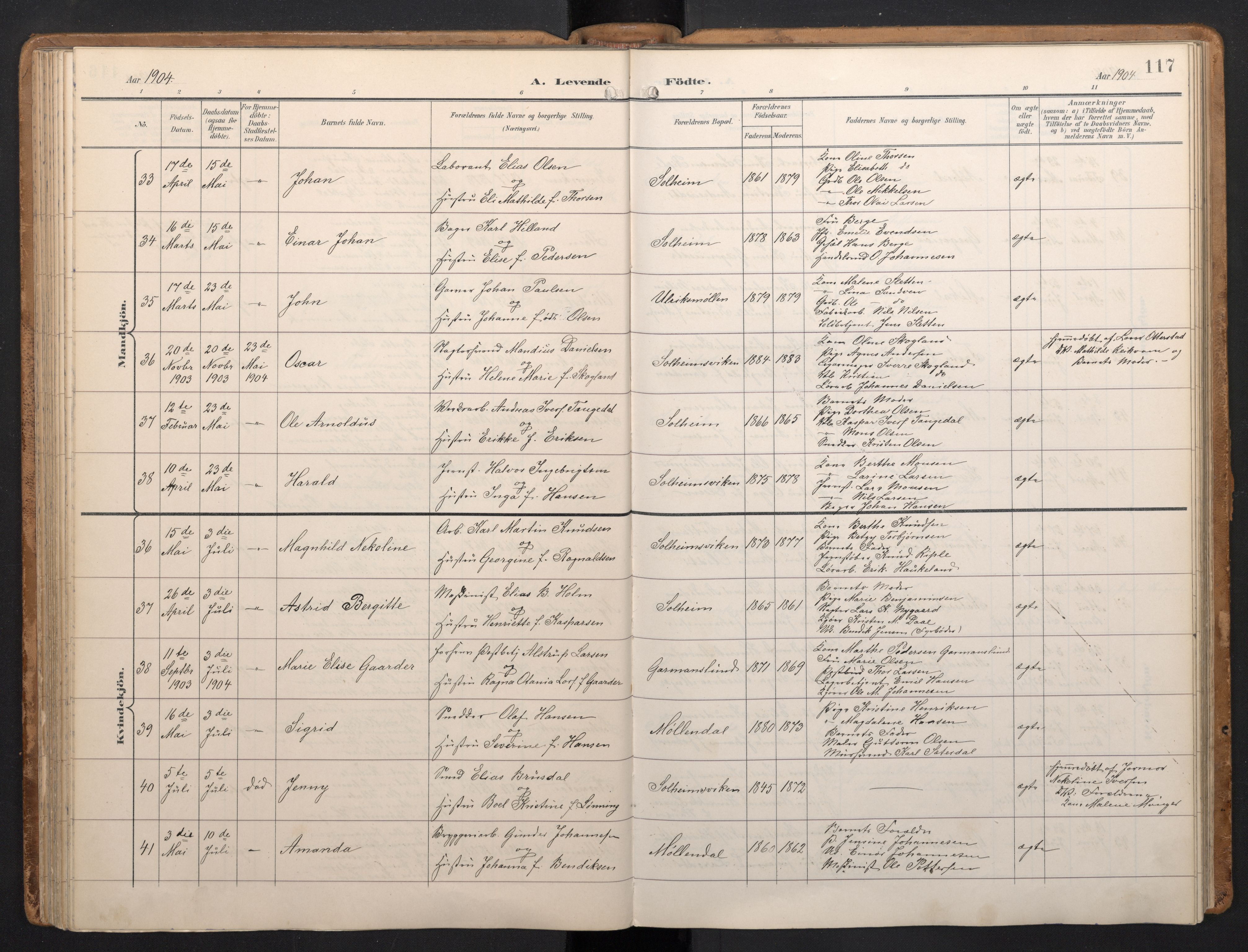 Årstad Sokneprestembete, SAB/A-79301/H/Hab/L0002: Parish register (copy) no. A 2, 1896-1912, p. 116b-117a