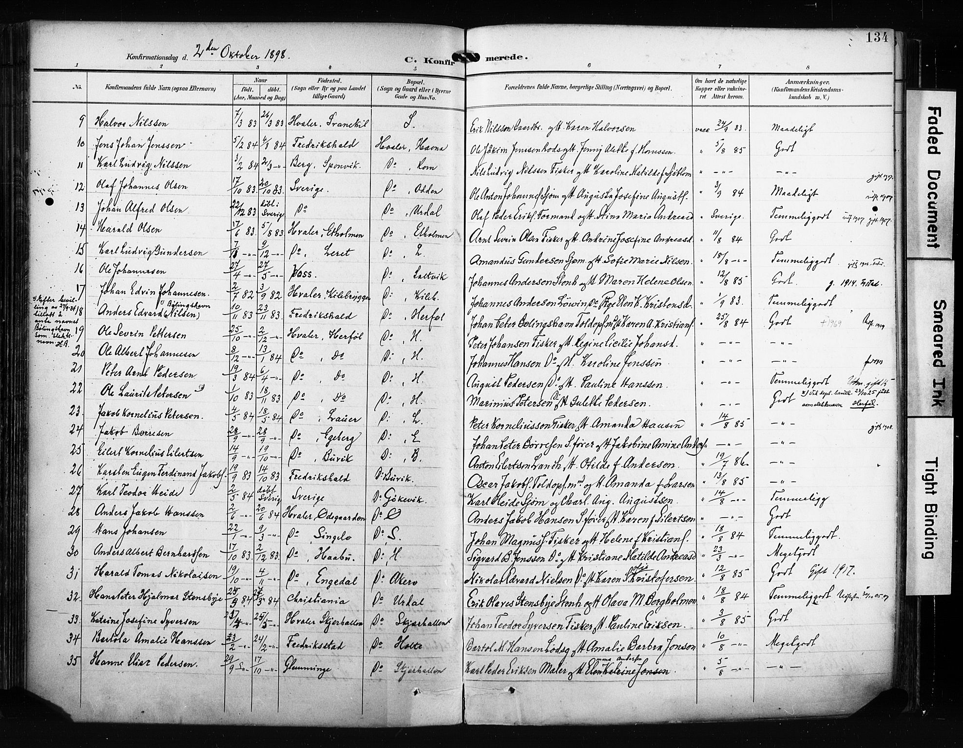 Hvaler prestekontor Kirkebøker, AV/SAO-A-2001/F/Fa/L0009: Parish register (official) no. I 9, 1895-1906, p. 134